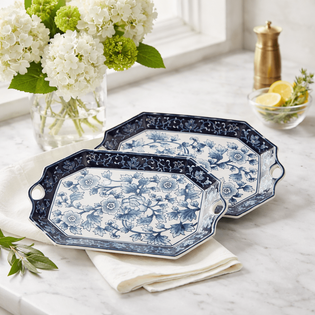Zeravshan Porcelain Platters - Wisteria