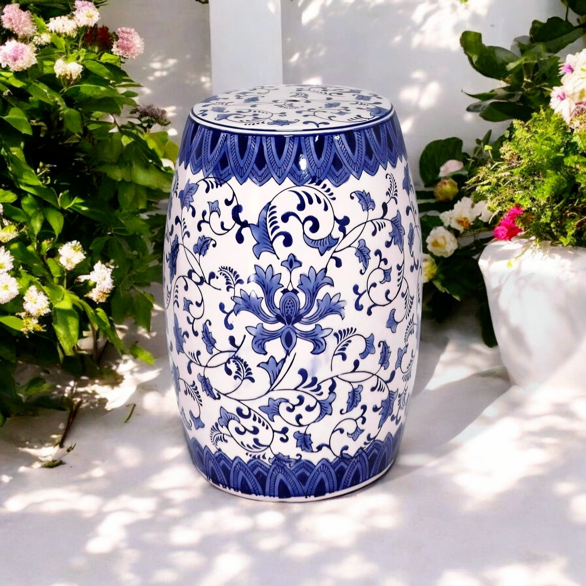 Batumi Porcelain Garden Stool - Wisteria