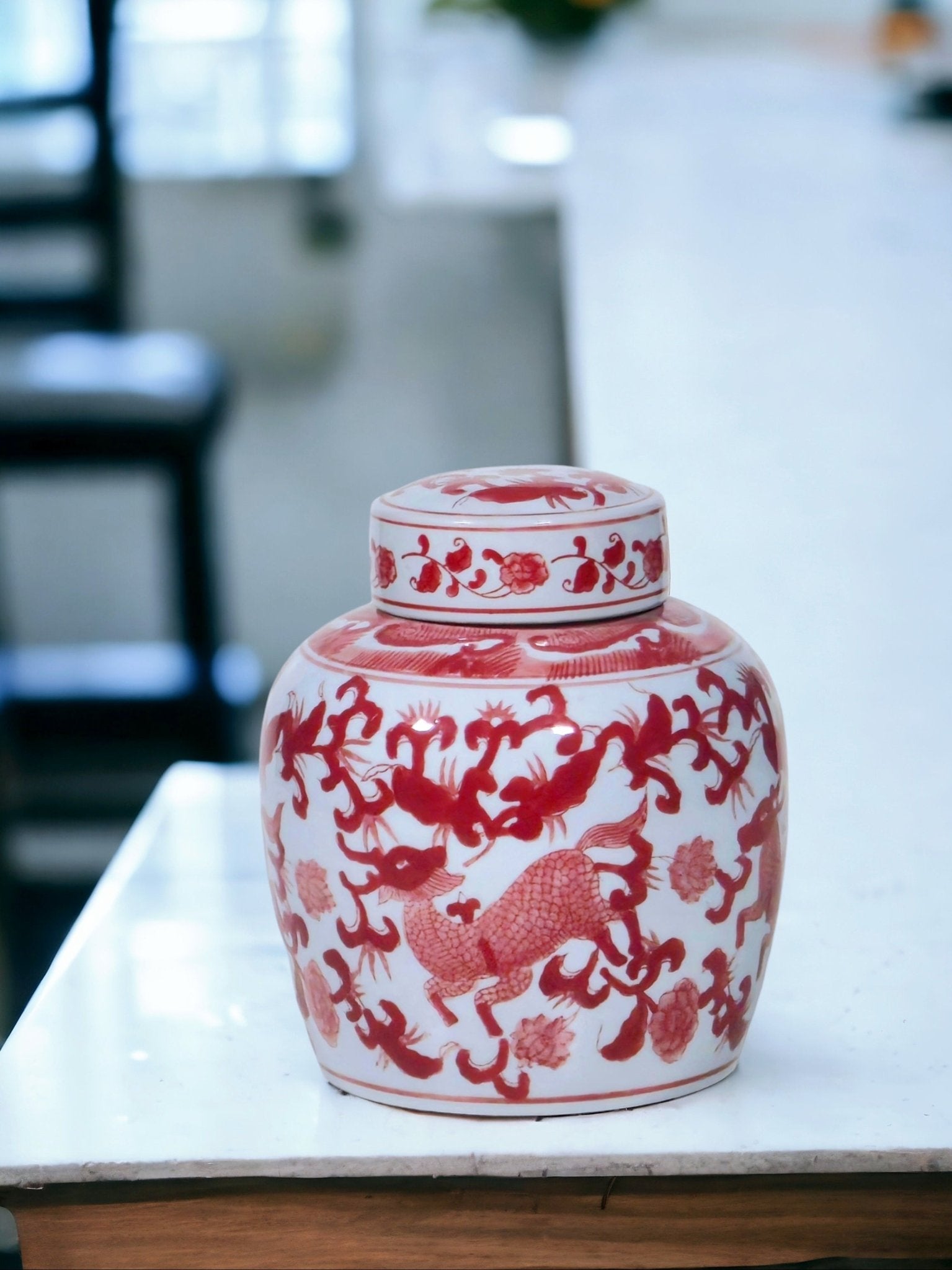 Ardahan Porcelain Qilin Canister - Wisteria