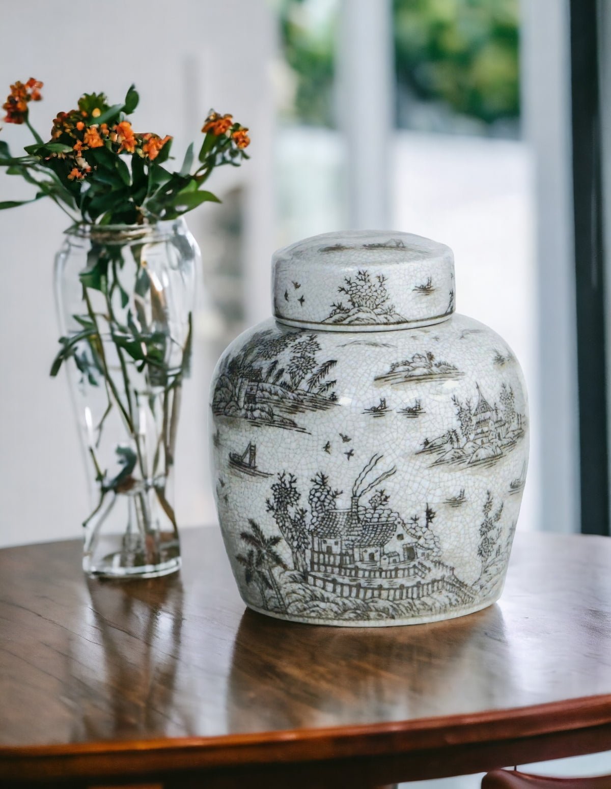 Velora Crackle Porcelain Ginger Jar - Wisteria