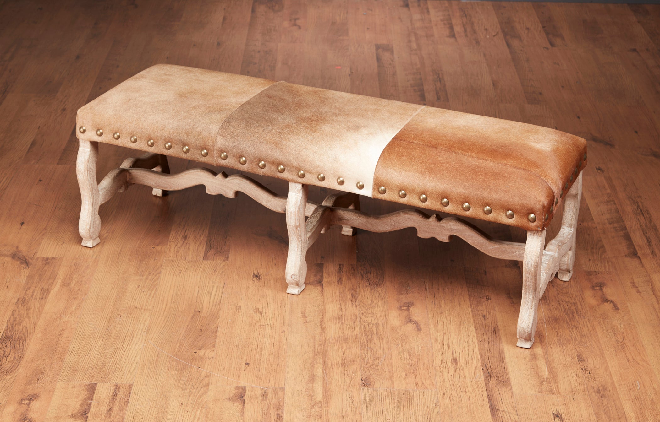 Hartwick Cowhide Mango Bench