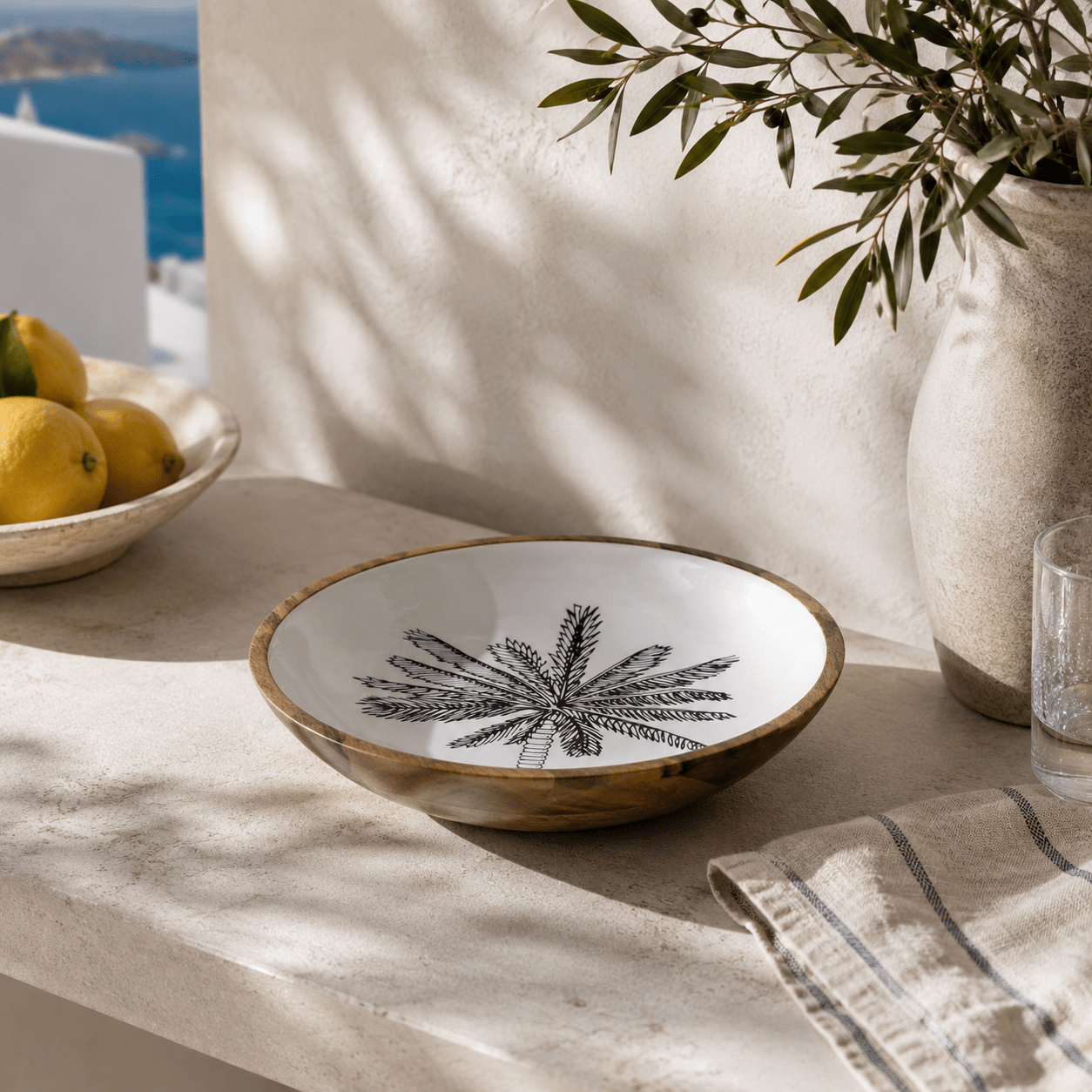 Zarello Palm Serving Bowl - Wisteria