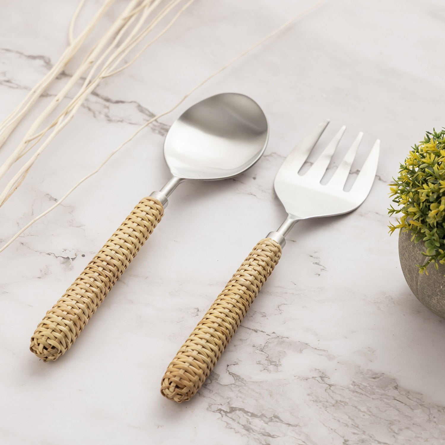 Talvane Rattan Salad Set - Wisteria