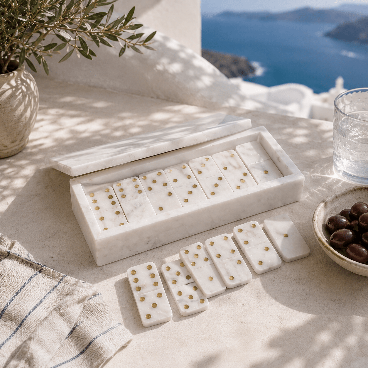 Milos Marble Domino Set - Wisteria