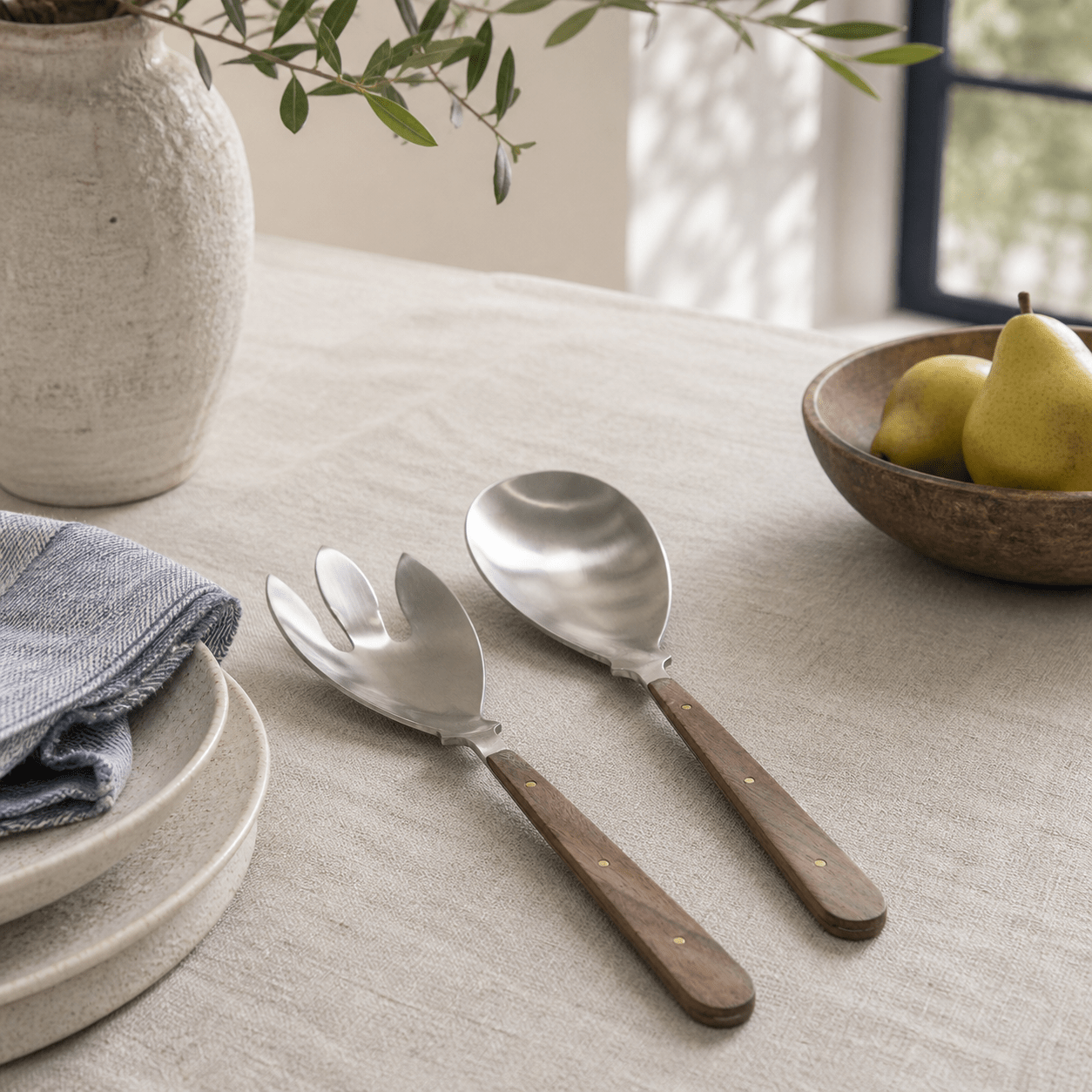 Thyra Wood Handle Servers - Wisteria