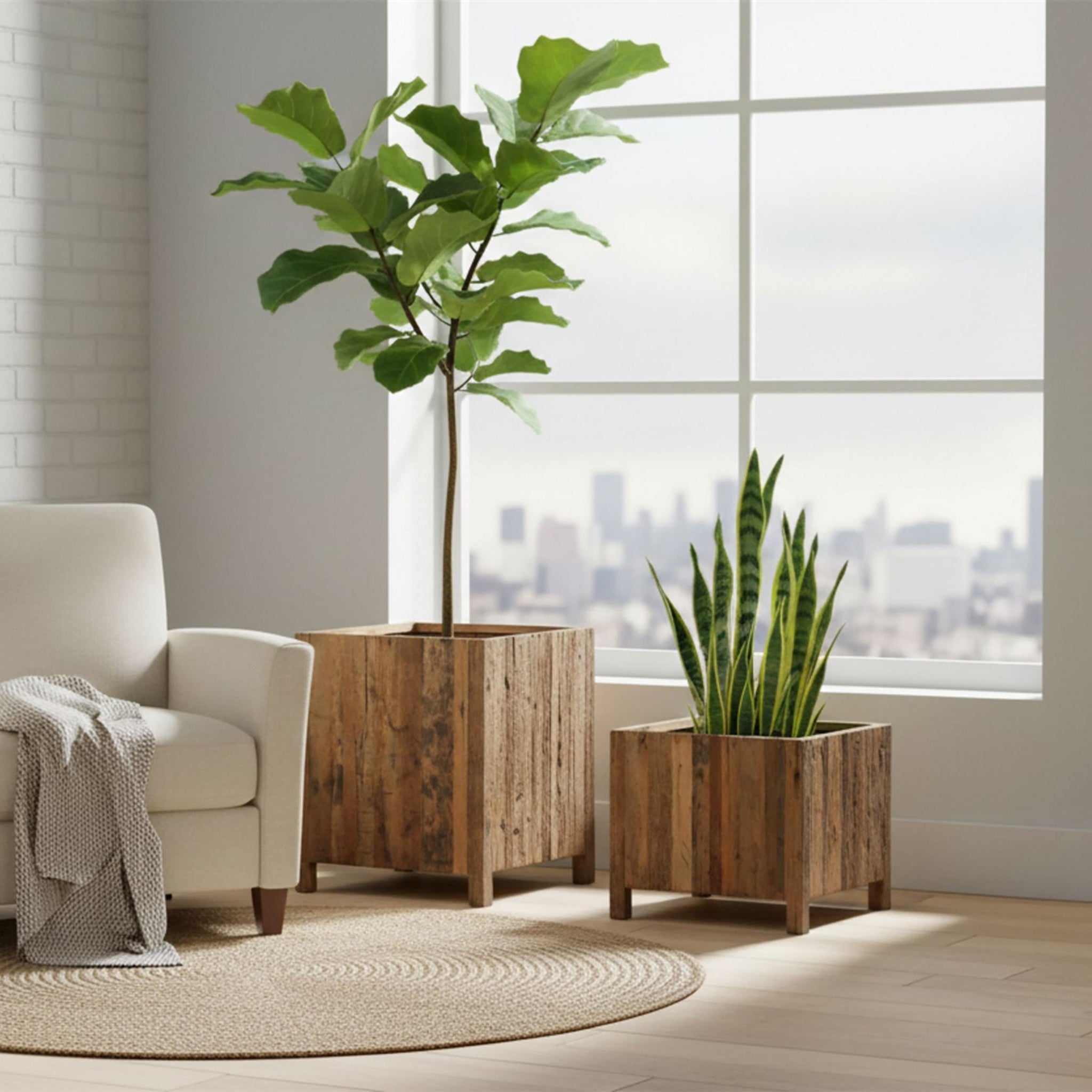 Kamari Reclaimed Wood Planter - Wisteria