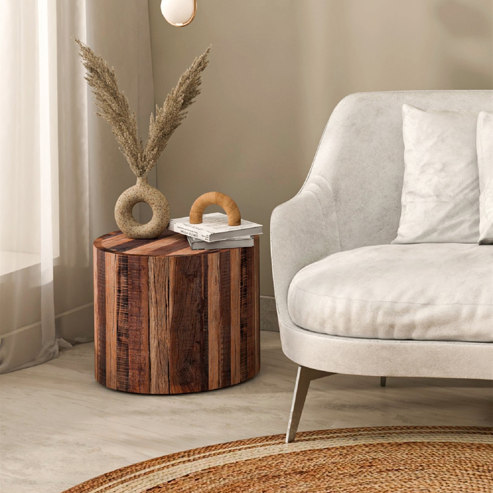 Oia Reclaimed Wood Side Table - Wisteria