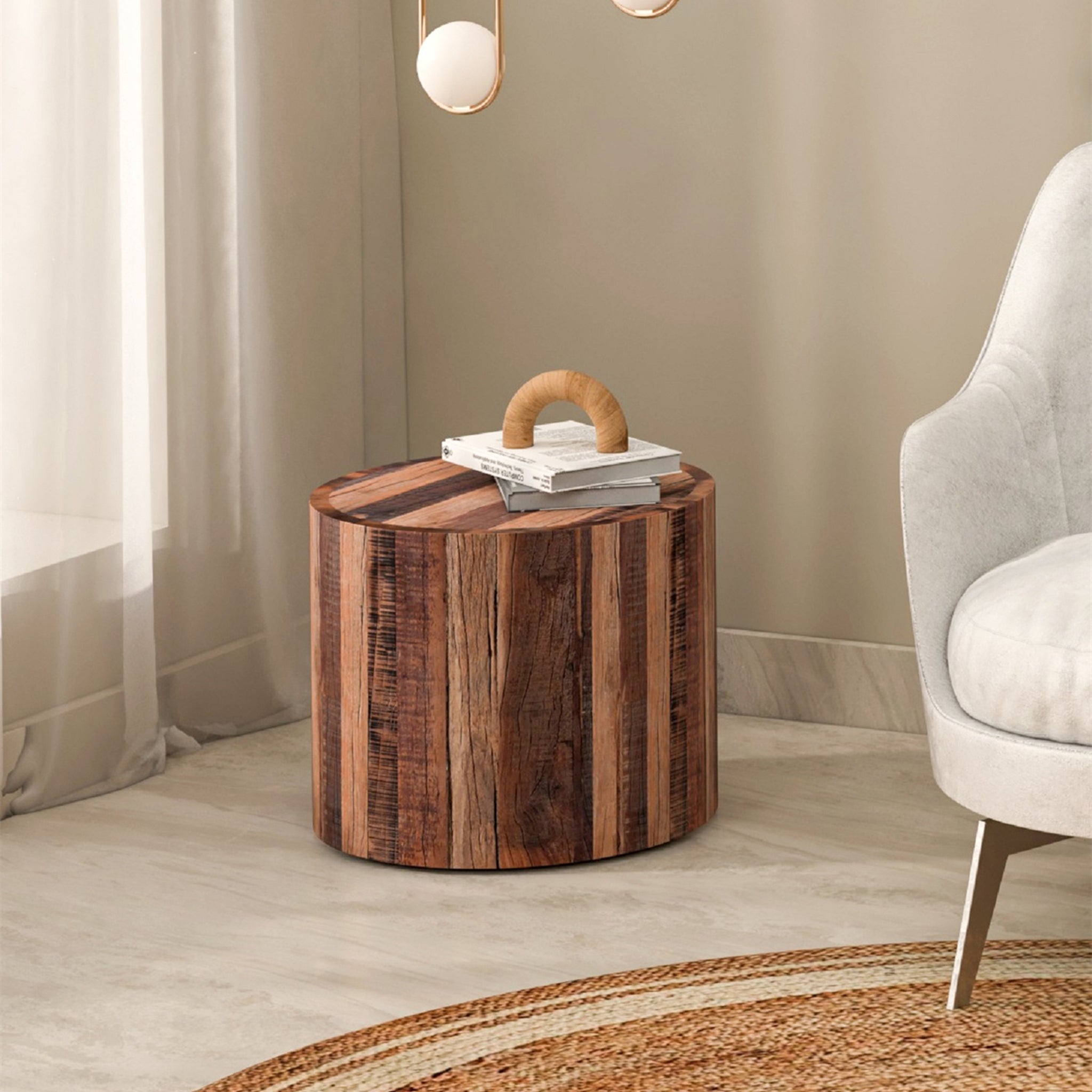 Oia Reclaimed Wood Side Table - Wisteria