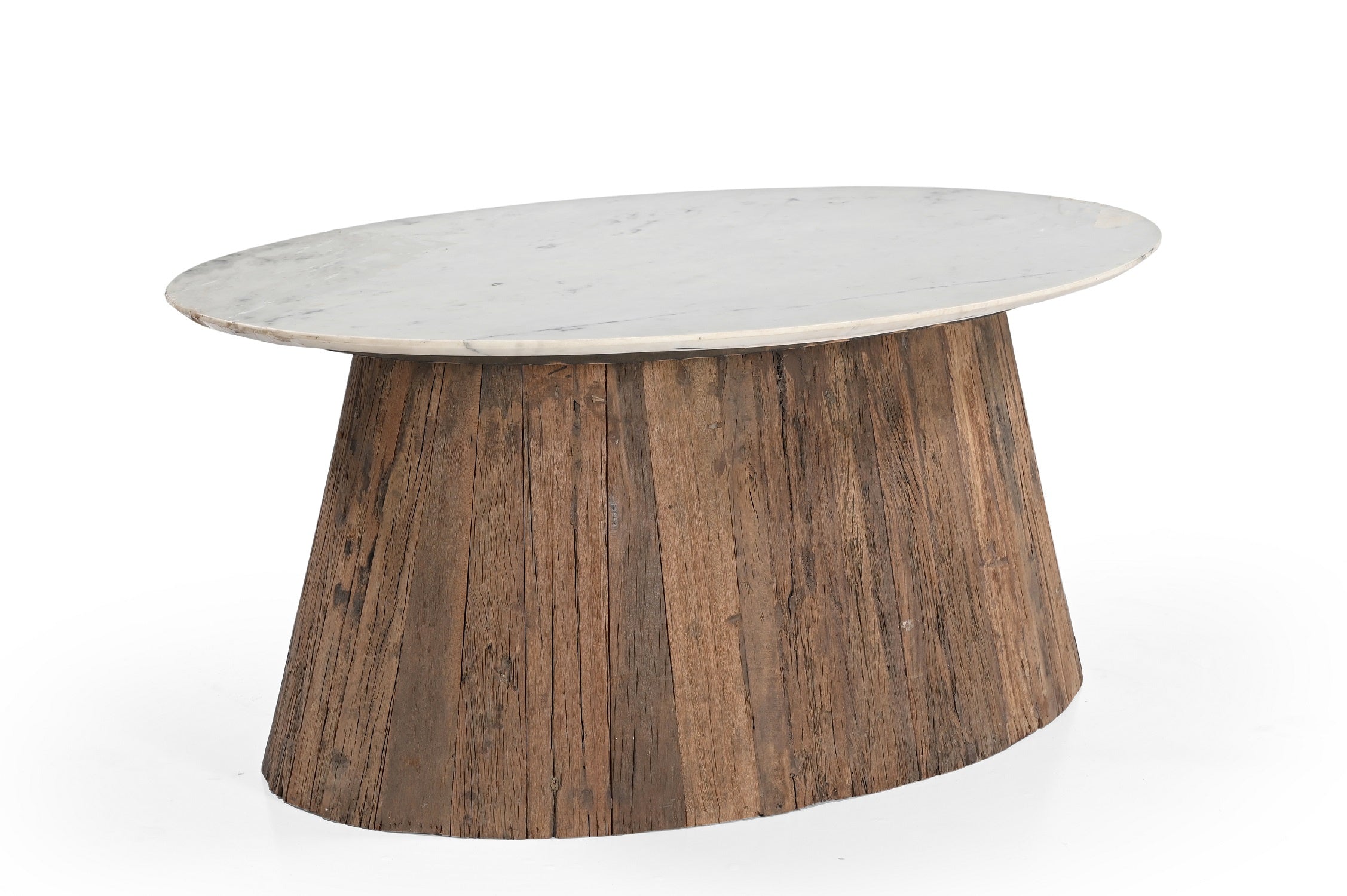 Theron Reclaimed Wood Marble Coffee Table