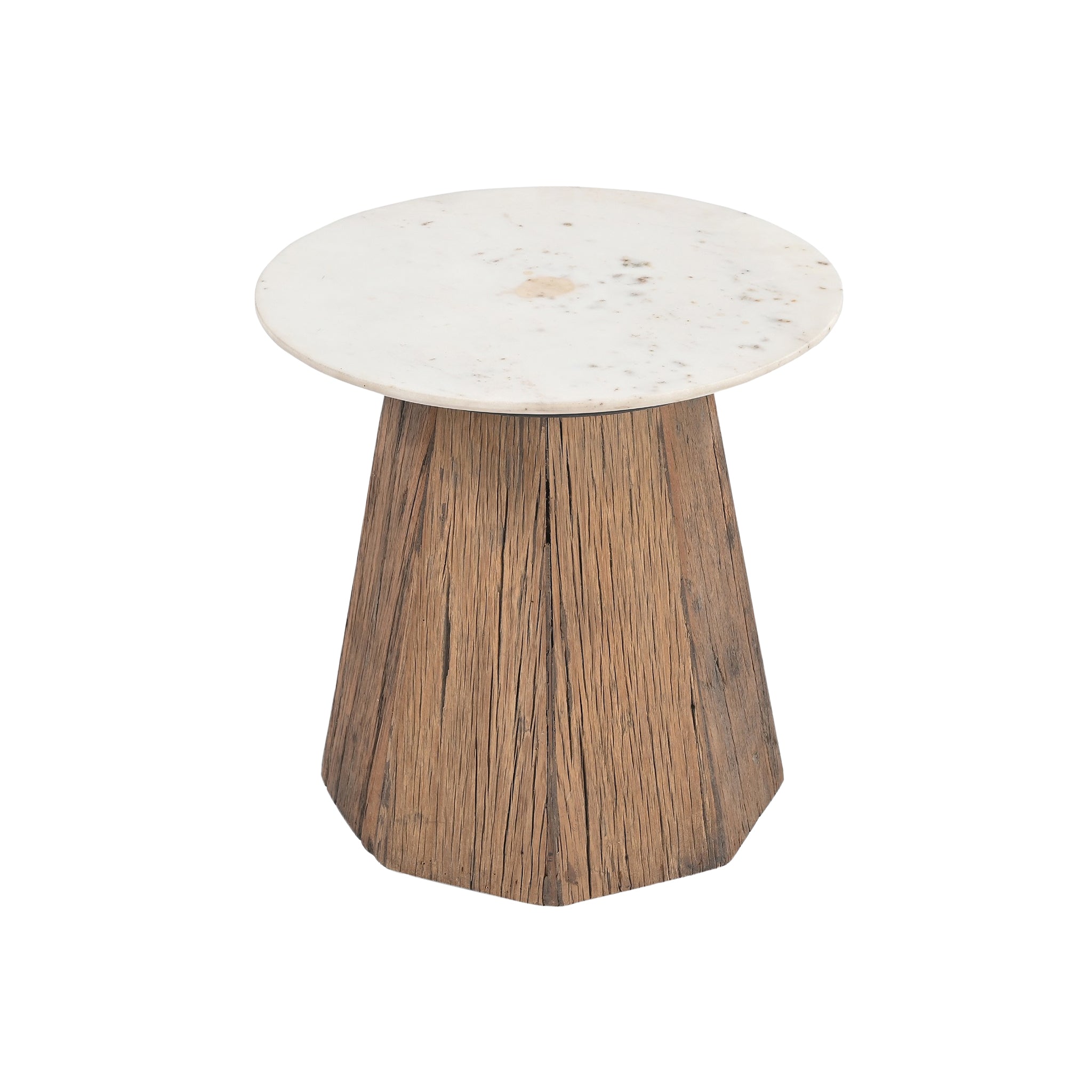 Theron Reclaimed Wood Marble Side Table - Wisteria