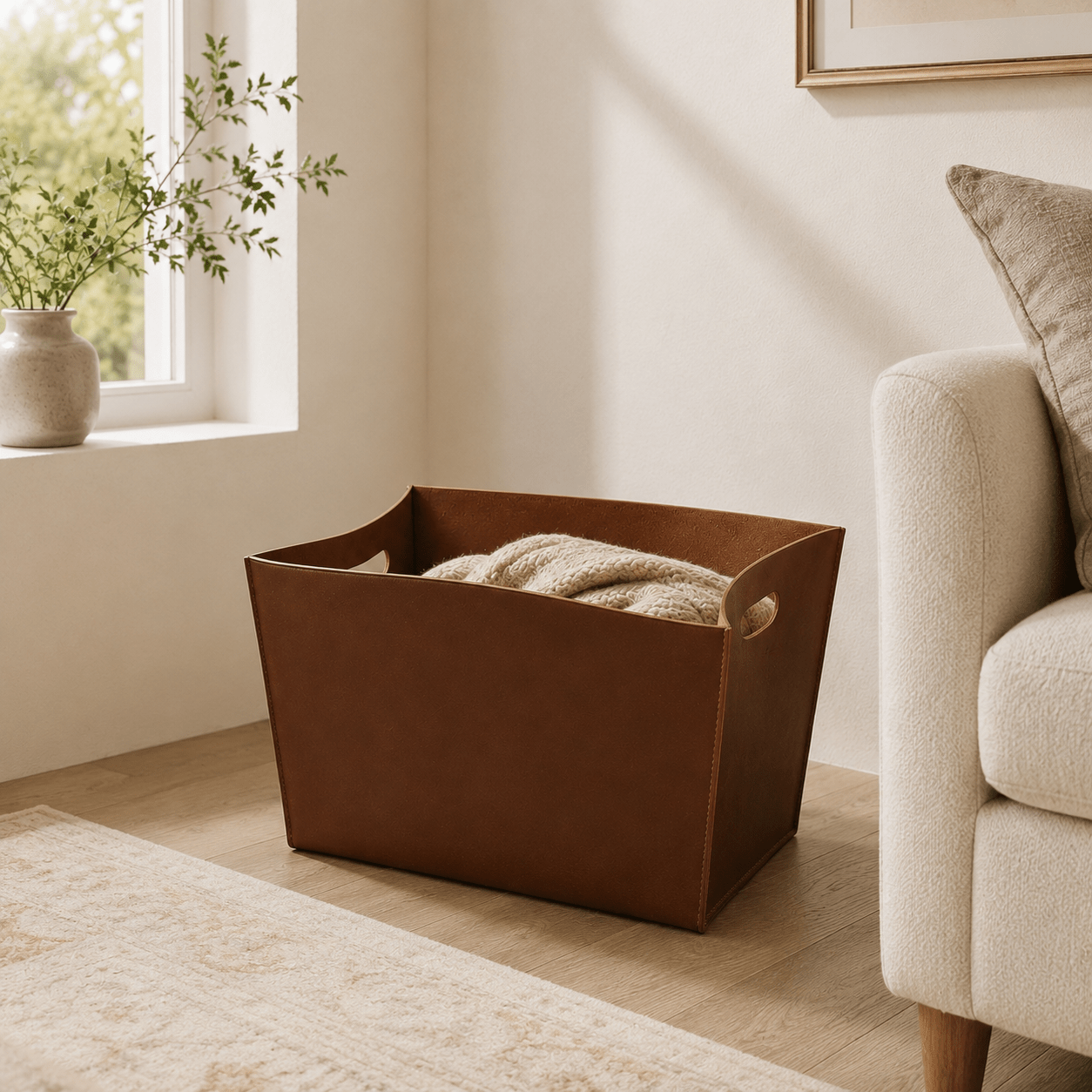 Bennett Leather Bin - Wisteria