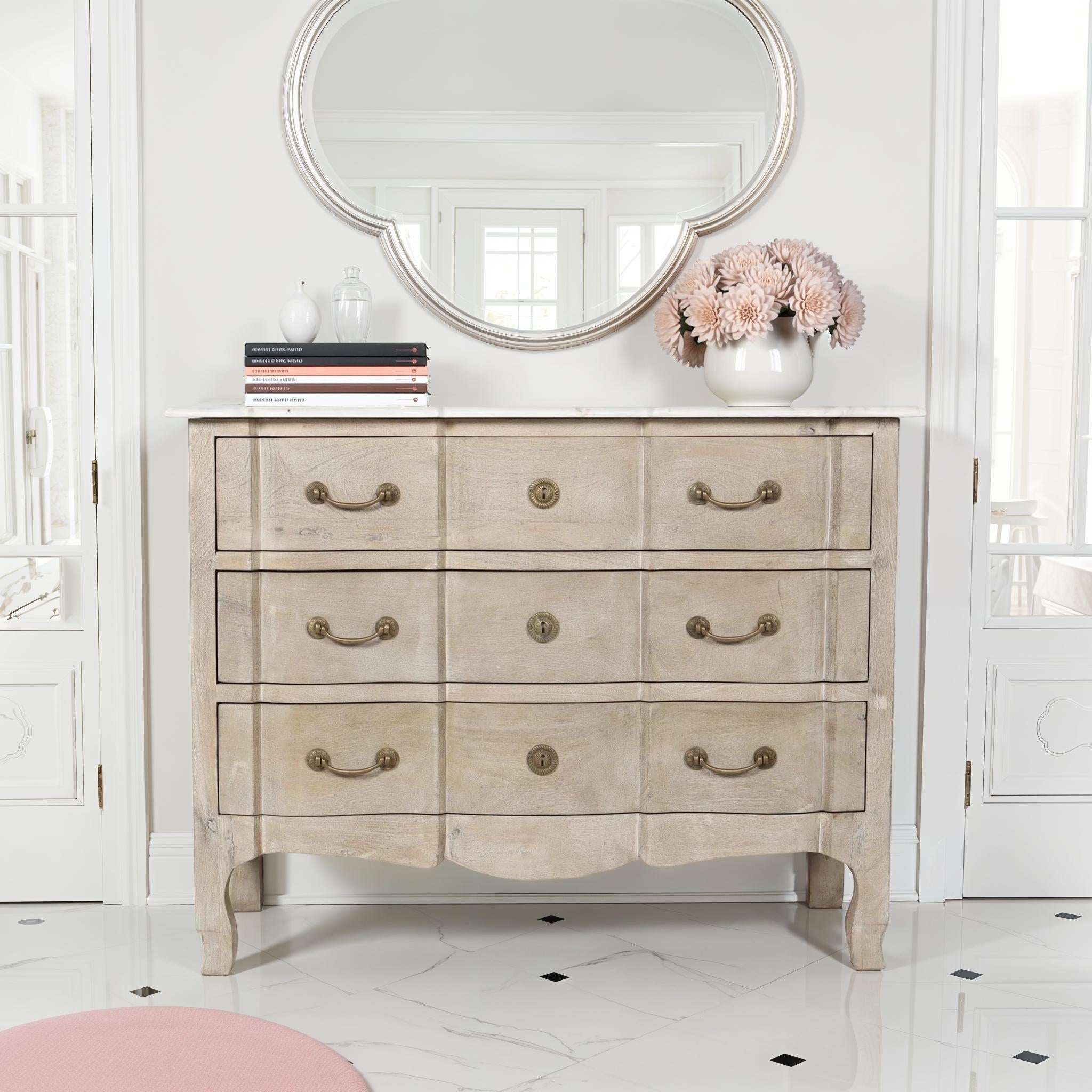 Serpentine Chest With Marble Top