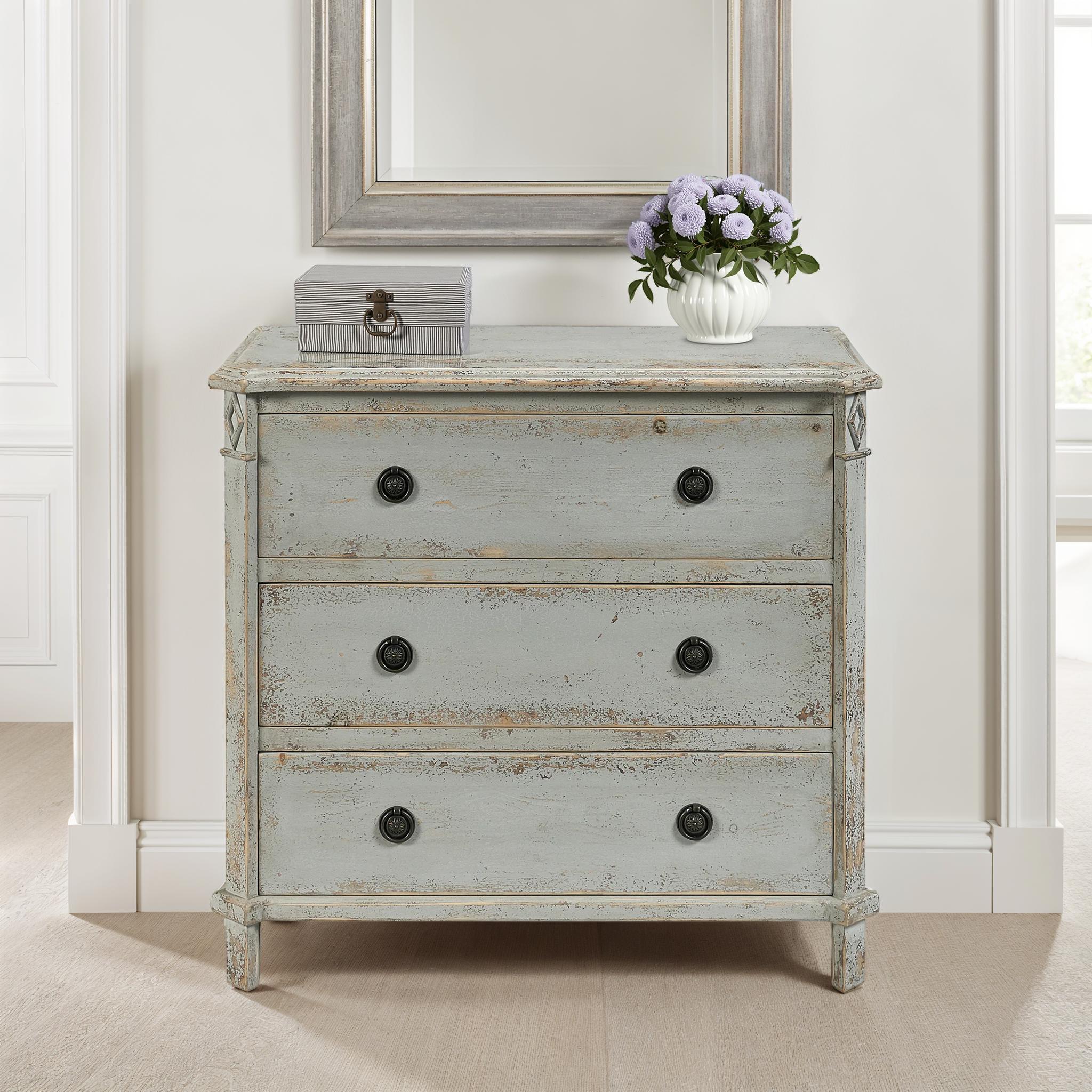 Antique French Gray Linen Chest