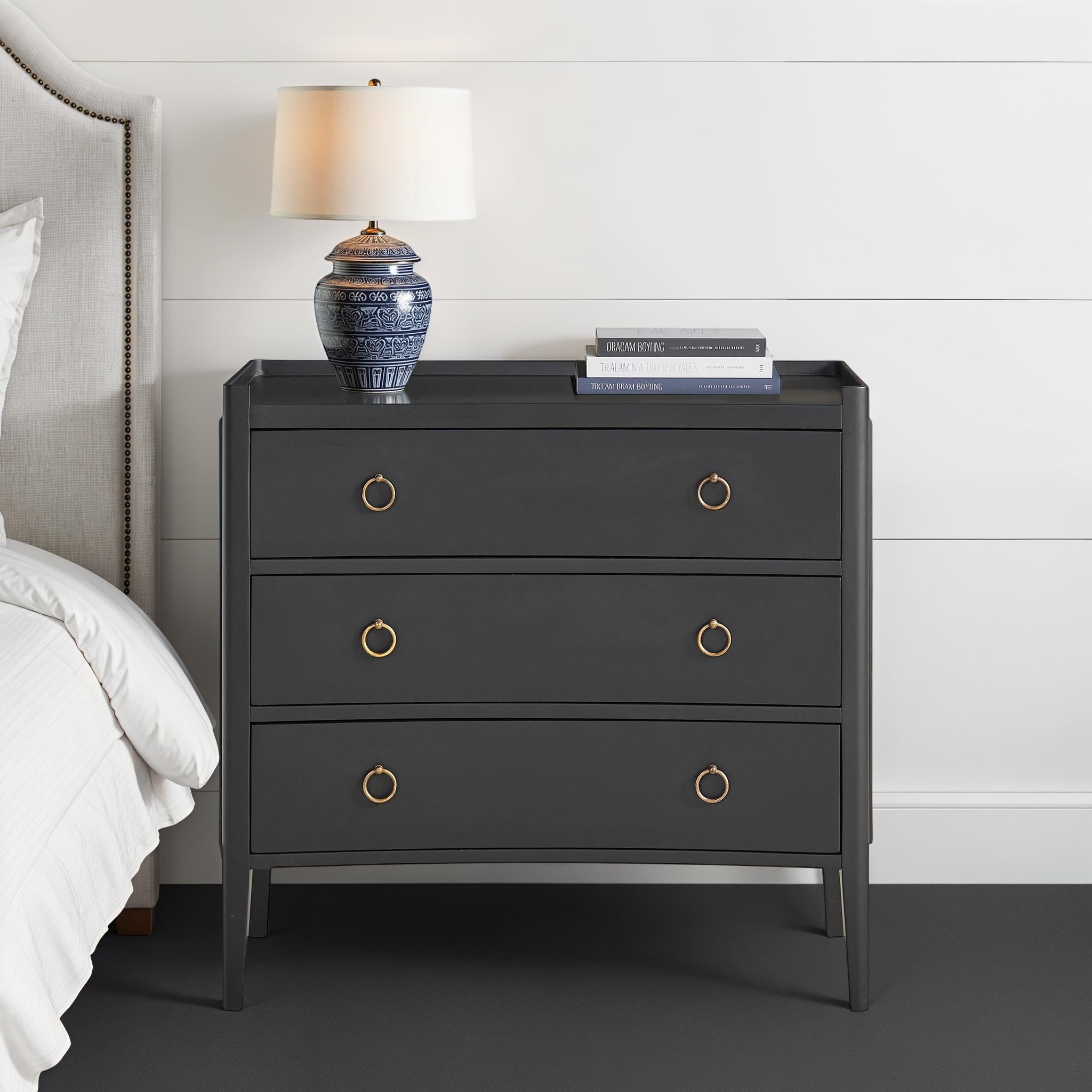 Black Mahogany Concave 3-Drawer Chest