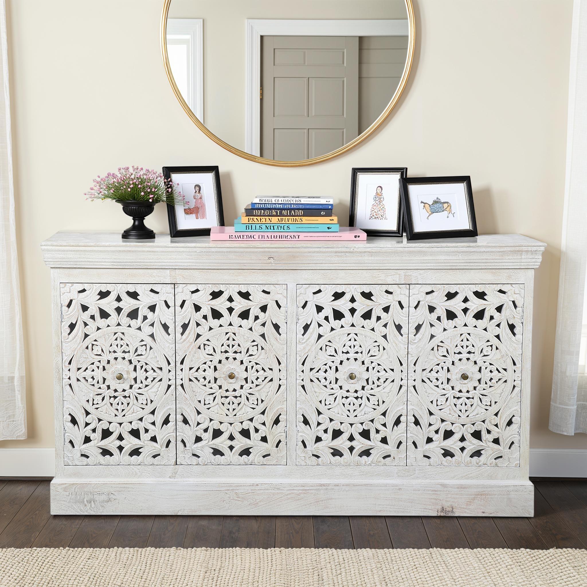 Anjula Carved Wood Sideboard