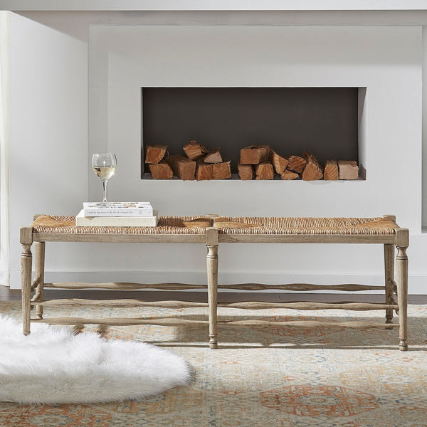 Mindi Wood Bench with Rush Seat | Wisteria
