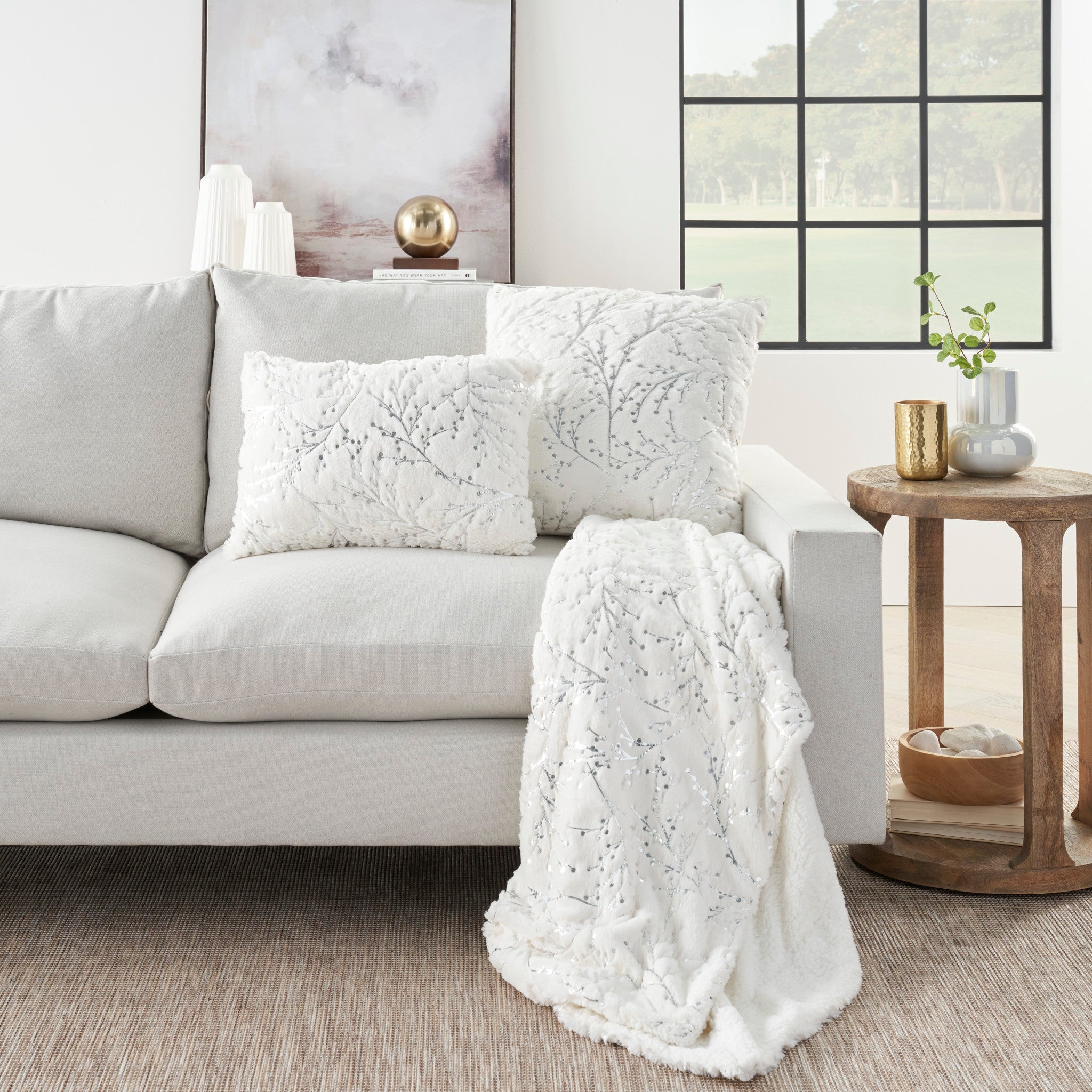 Miranda Metallic Faux Fur Throw