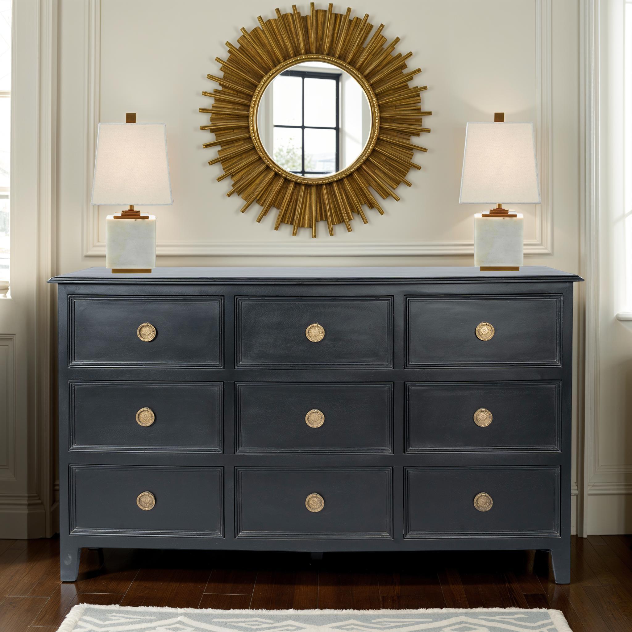 Kunj 9 Drawer Dresser Premium Mango Wood, Black Finish, Timeless Design | Wisteria Kunj 9 Drawer Dresser Premium Mango Wood, Black Finish, Timeless Design | Wisteria