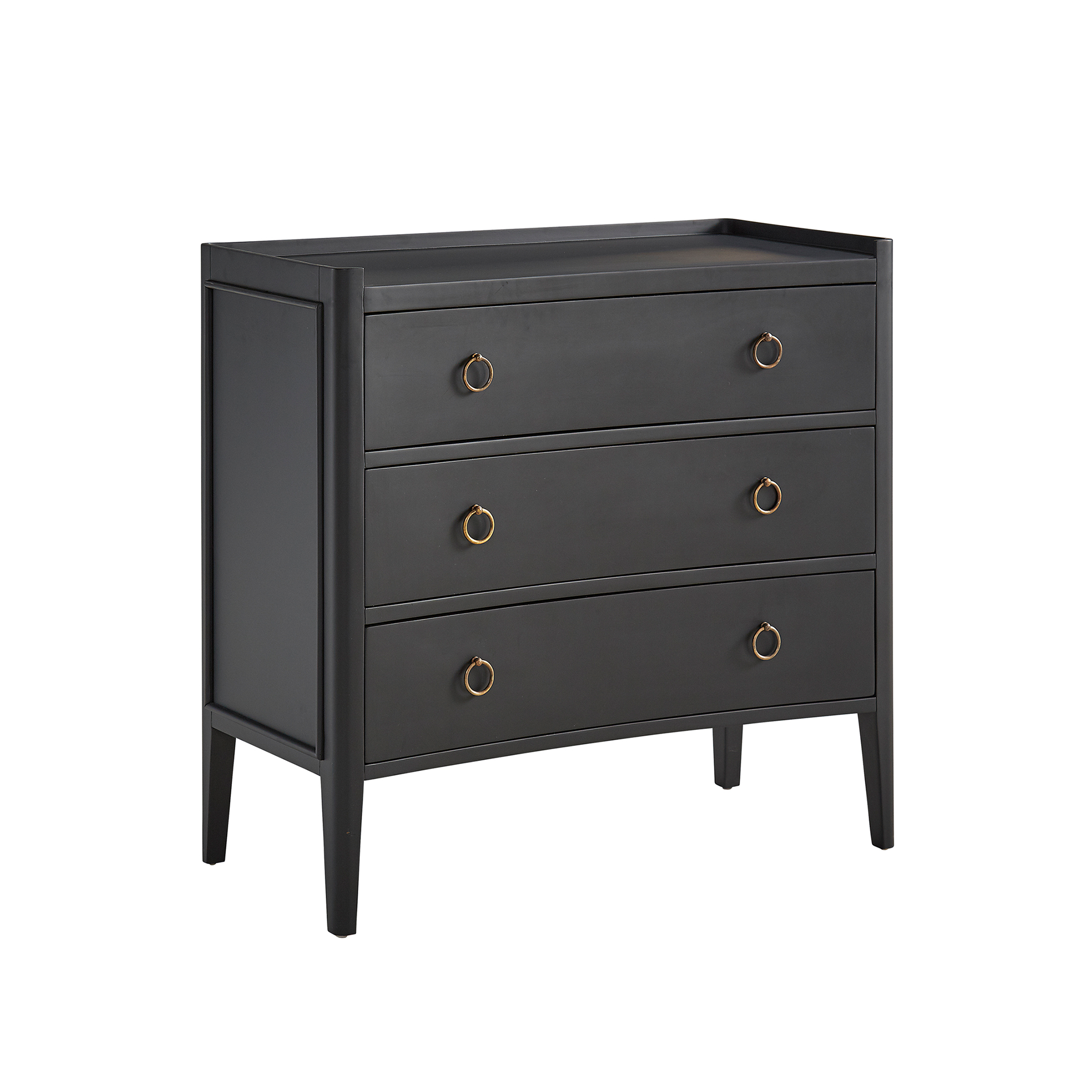 Black Mahogany Concave 3-Drawer Chest