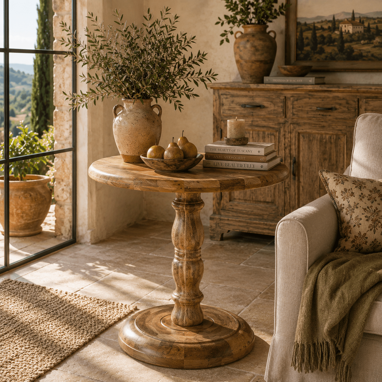 Brinley Reclaimed Wood Pedestal Table - Wisteria