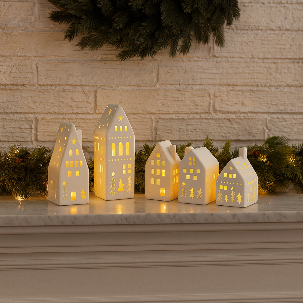 Amberg Porcelain Lighted Houses