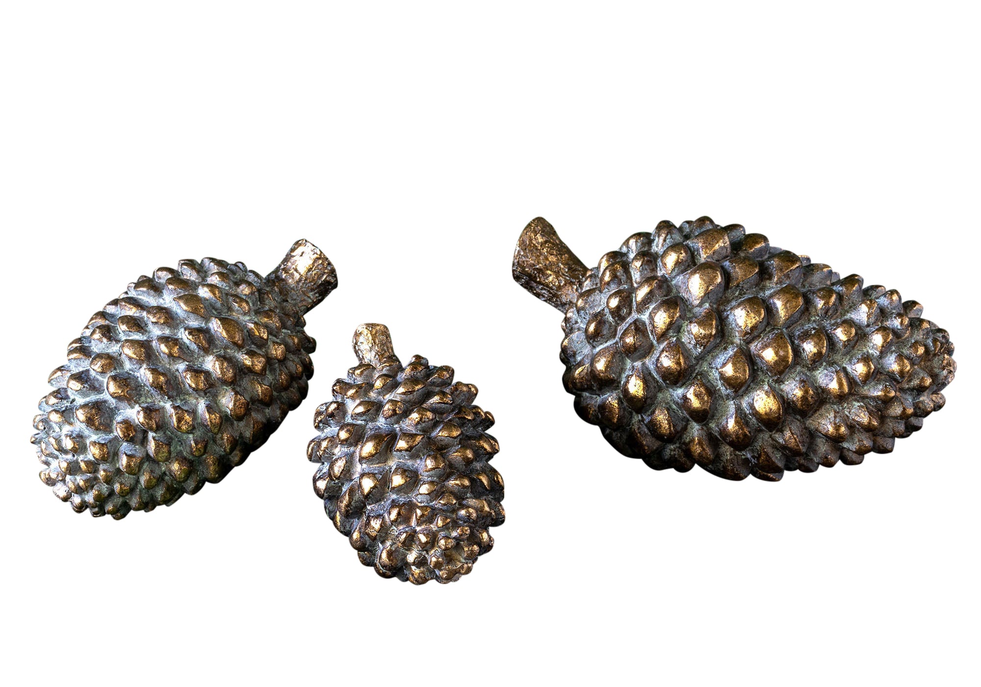 Bronze Conifer Cones, Set of 3