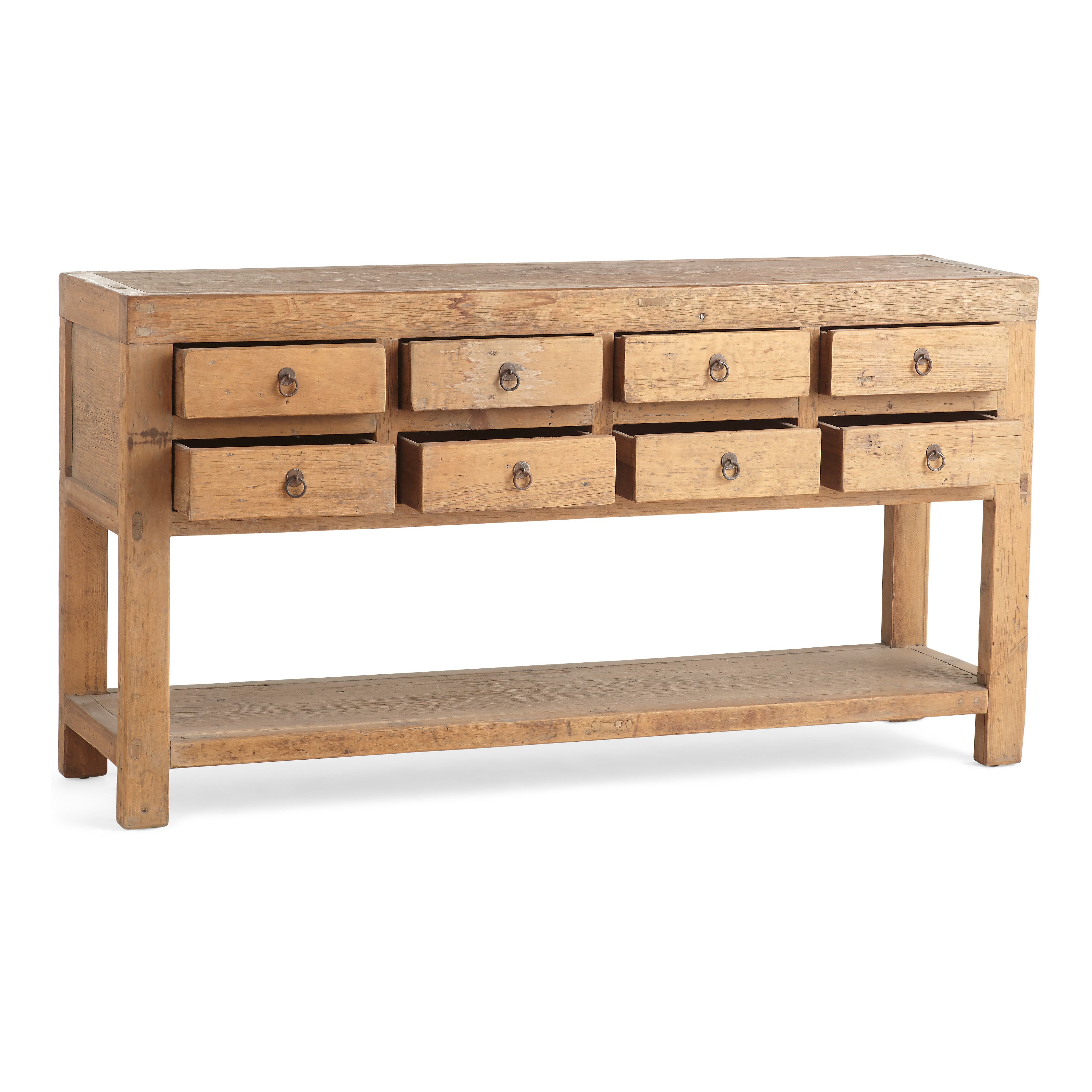 Front View of Eco Buffet with Open Drawers on White Background