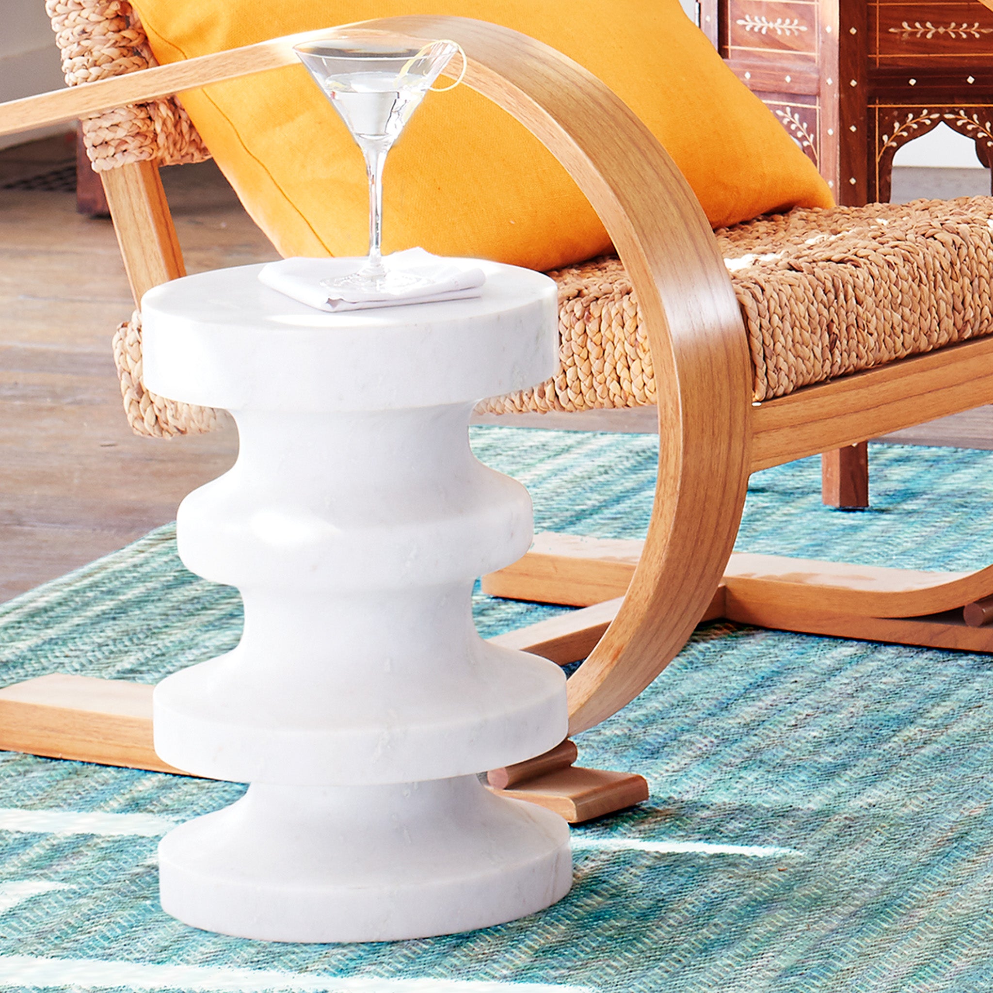 Hand-Carved Marble Stool