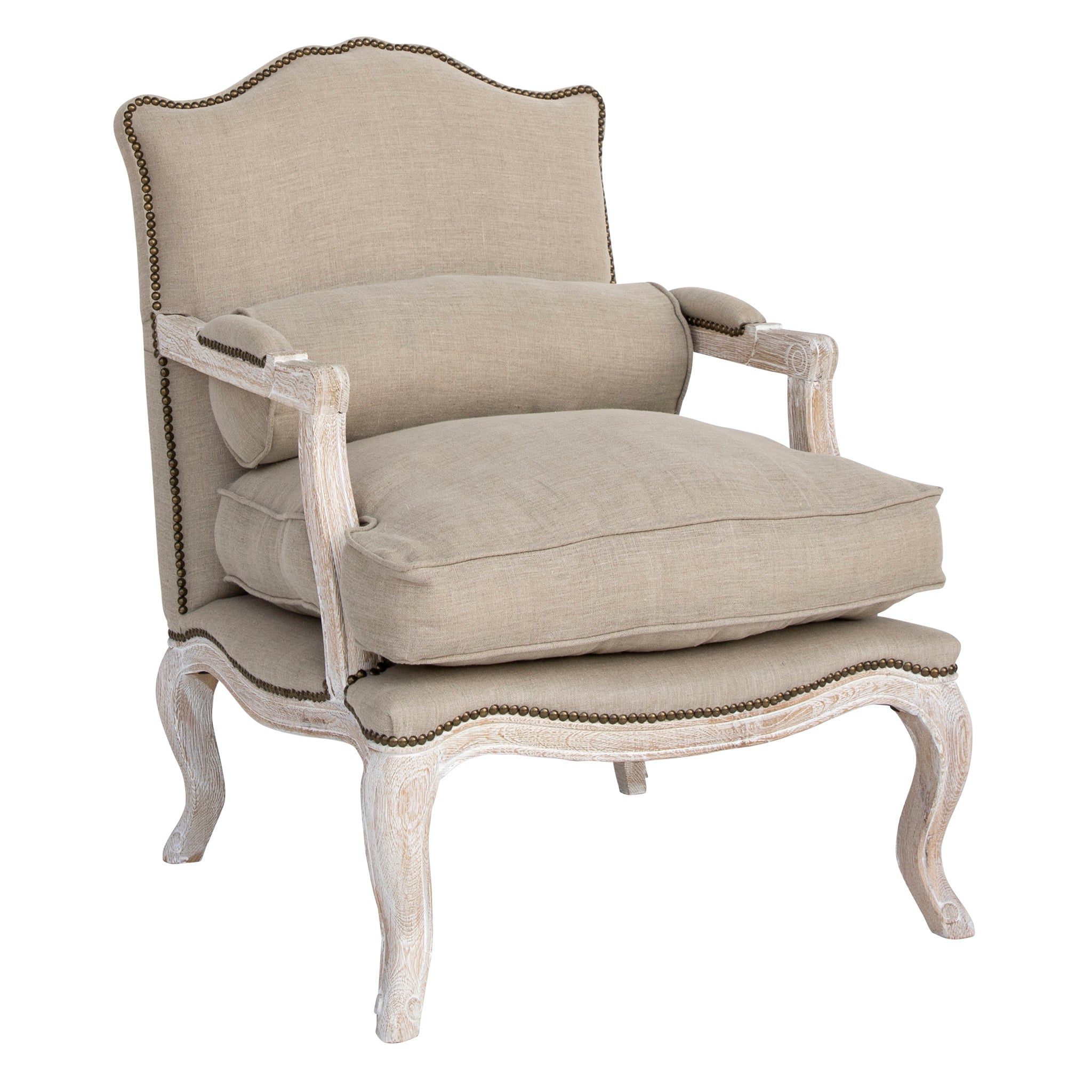 Louis XV Style Whitewashed Accent Chair With Chinoiserie