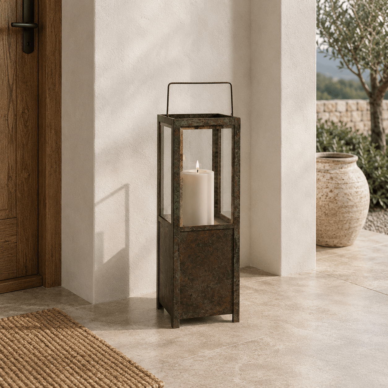 Tamsin Patina Iron Lantern - Wisteria
