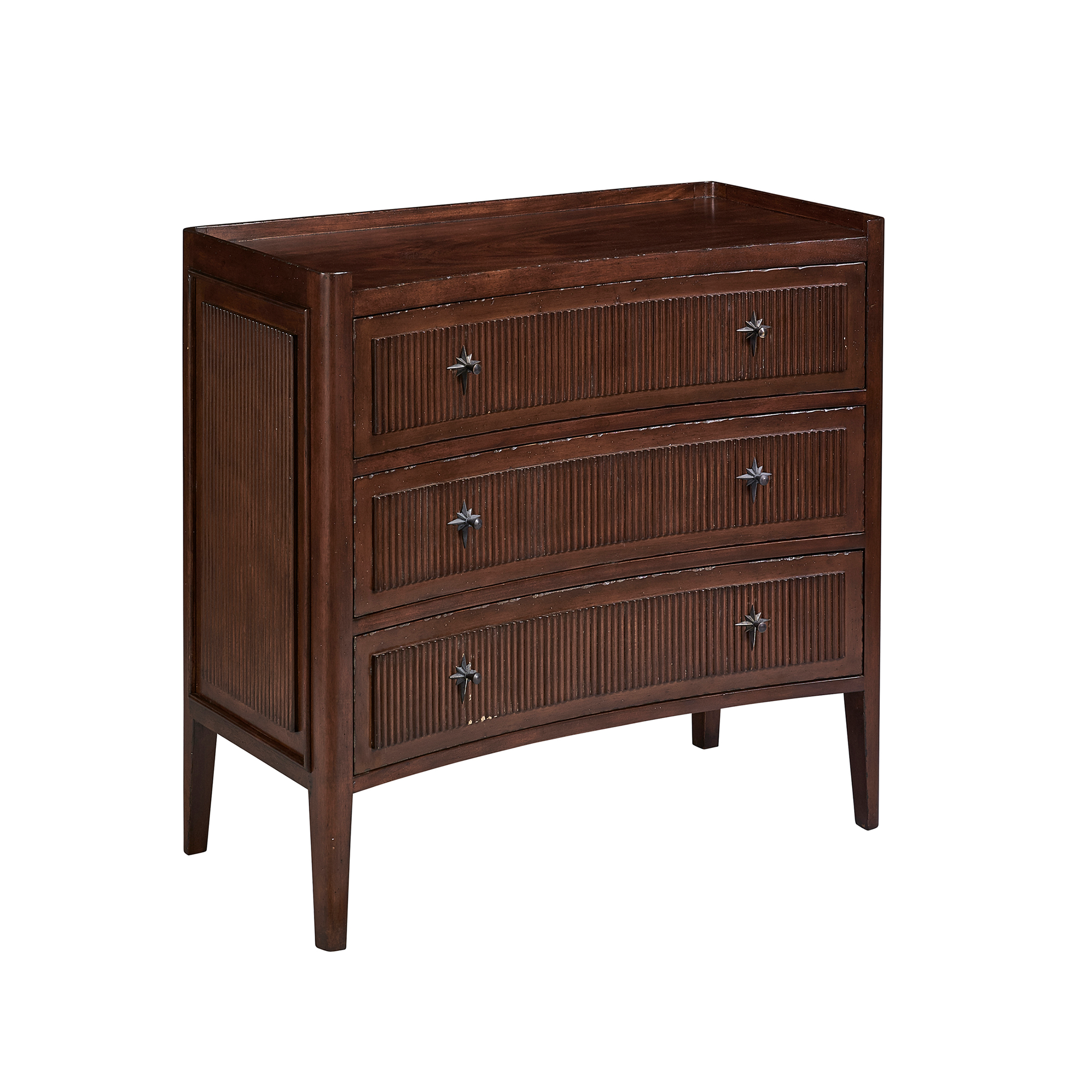 Mahogany Fluted Chest with Star Pulls
