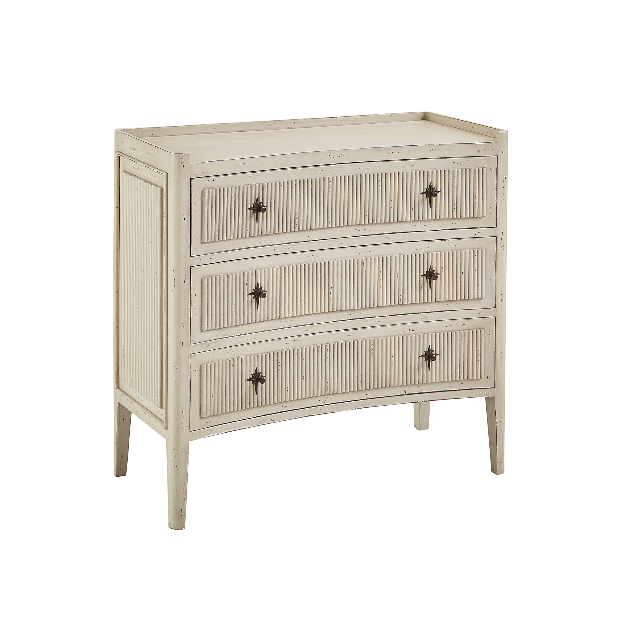 Mahogany Fluted Chest with Star Pulls