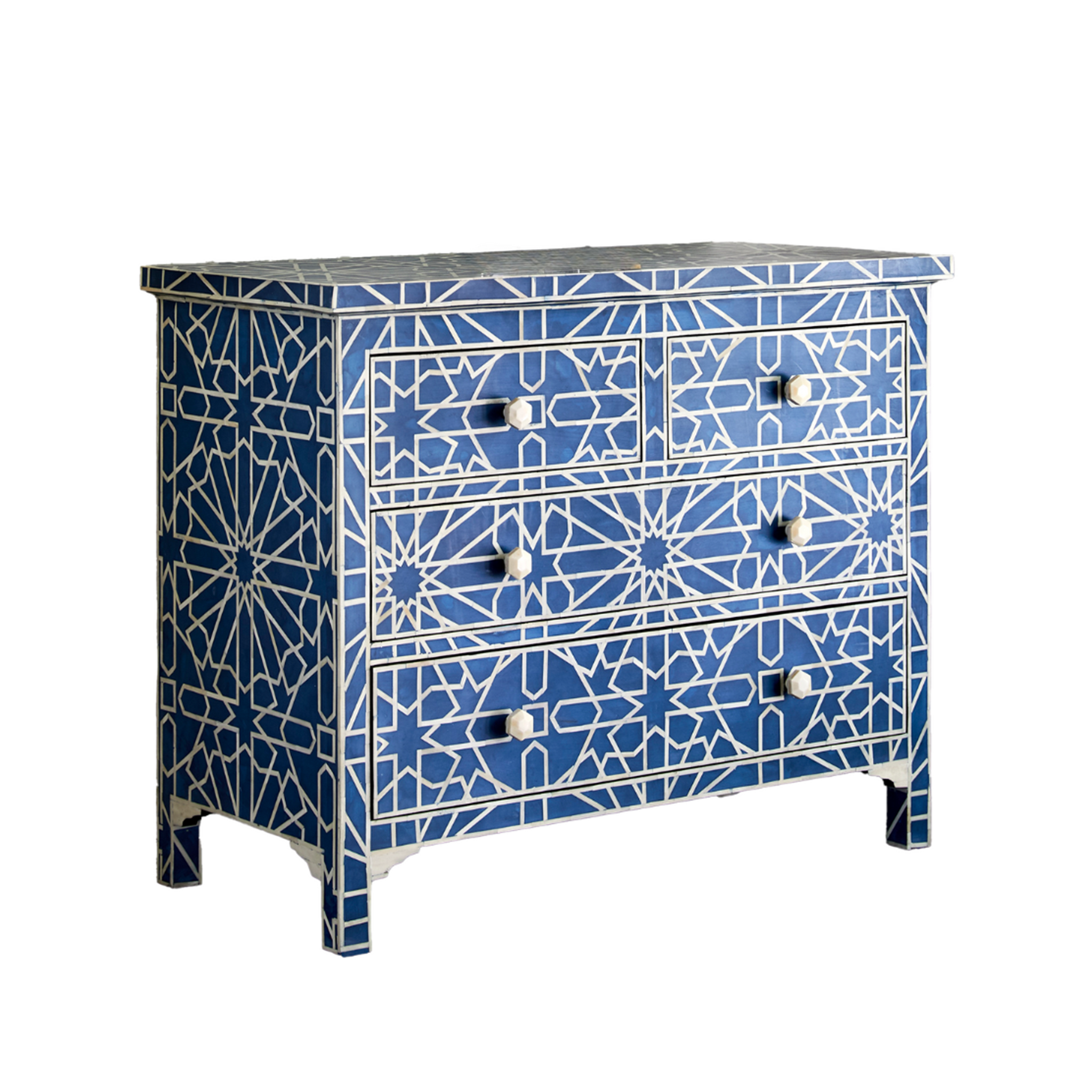 Sapphire Bone Inlay Moroccan Chest