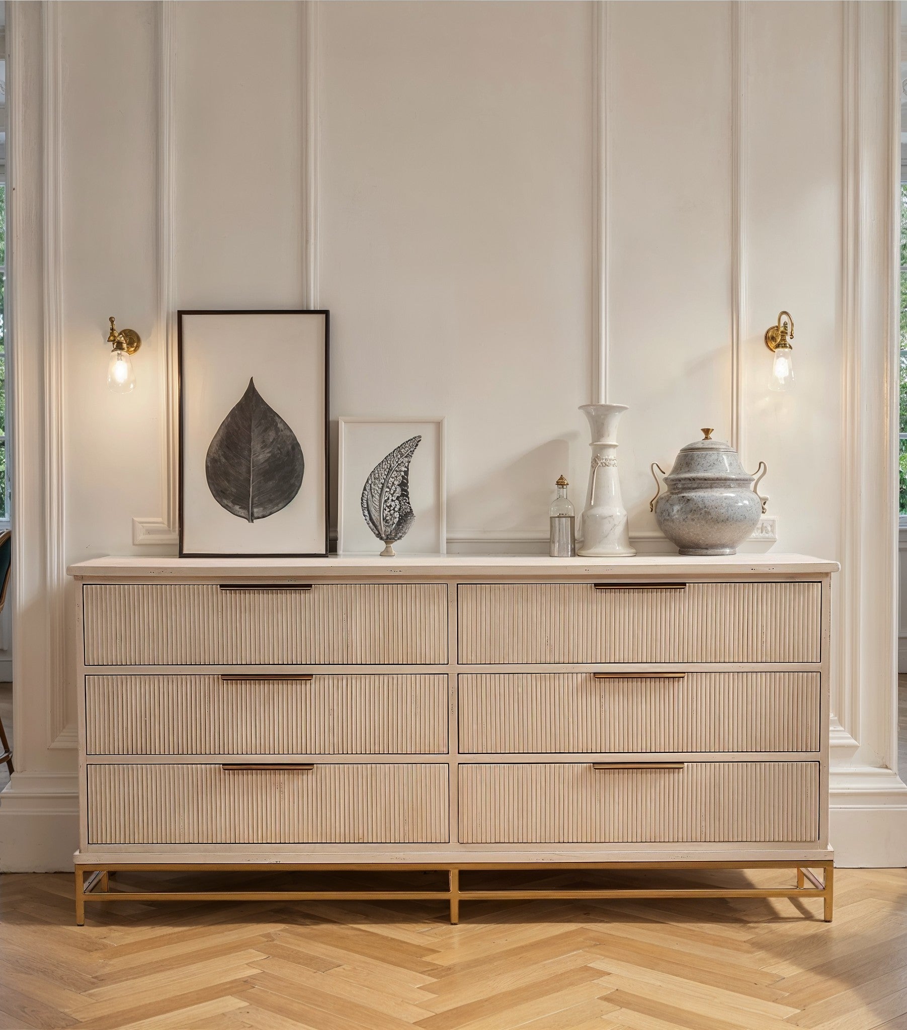 Stresa Fluted Wood Six Drawer Dresser - Wisteria