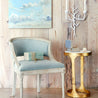 Gustavian Tub Chair With French Blue Cloth With Side Table Lifestyle