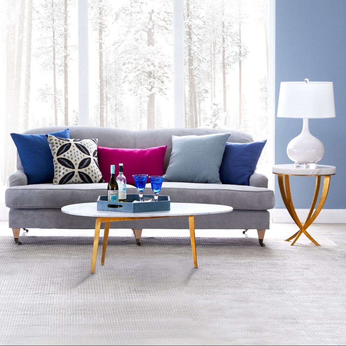 Marble & Gold Leaf Plié Side Table