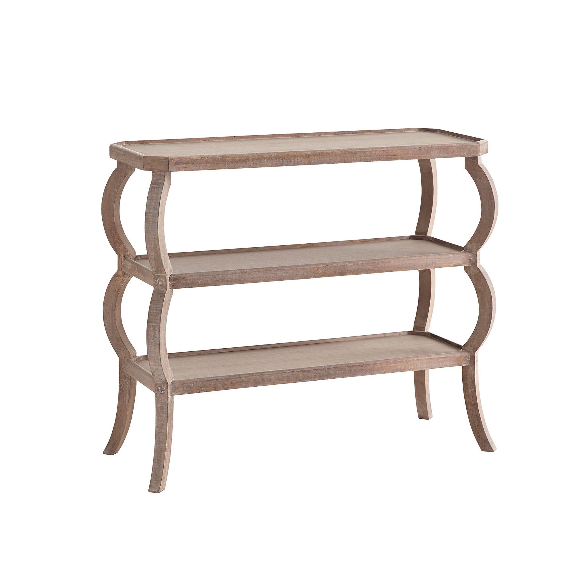 Rana Tiered Mango Wood Console Table: Mango wood console front view