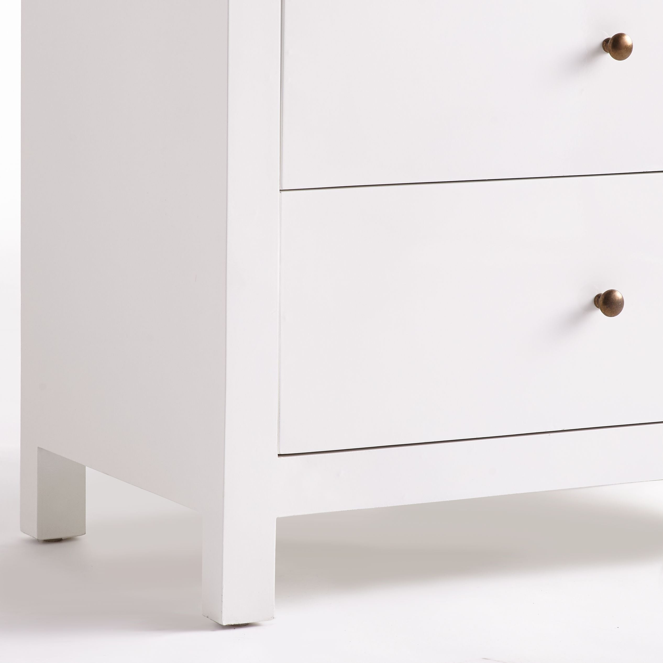 Small Sleek Chest - Detail of lower drawers and leg frame.