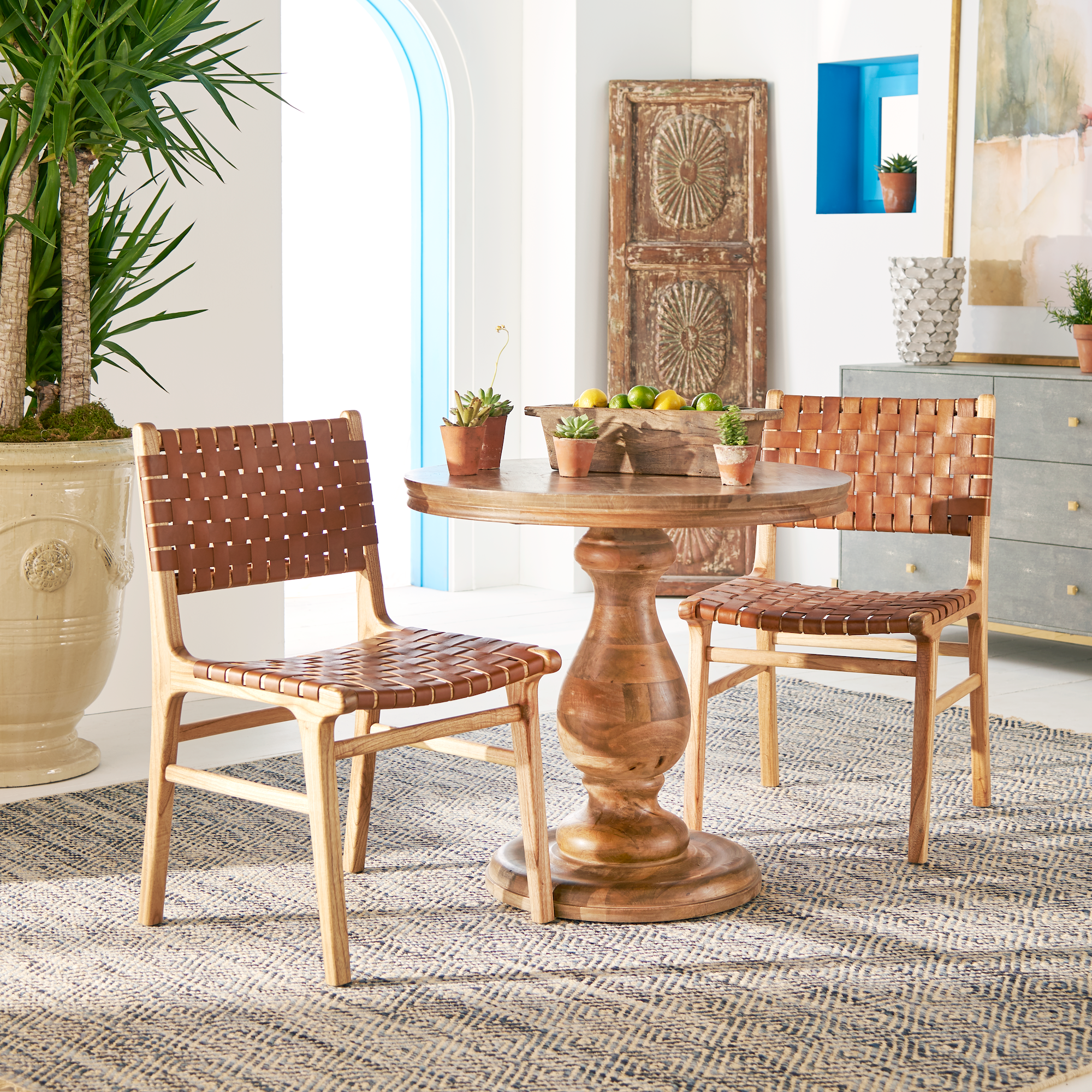 Woven Leather Dining Chair