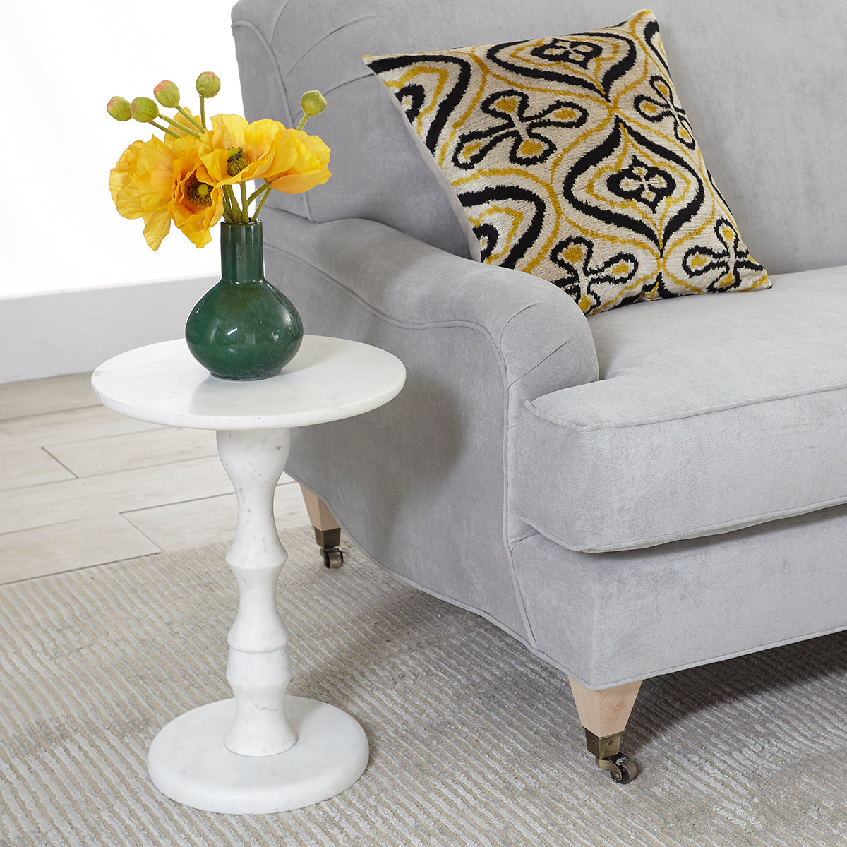 White Marble Pedestal Side Table