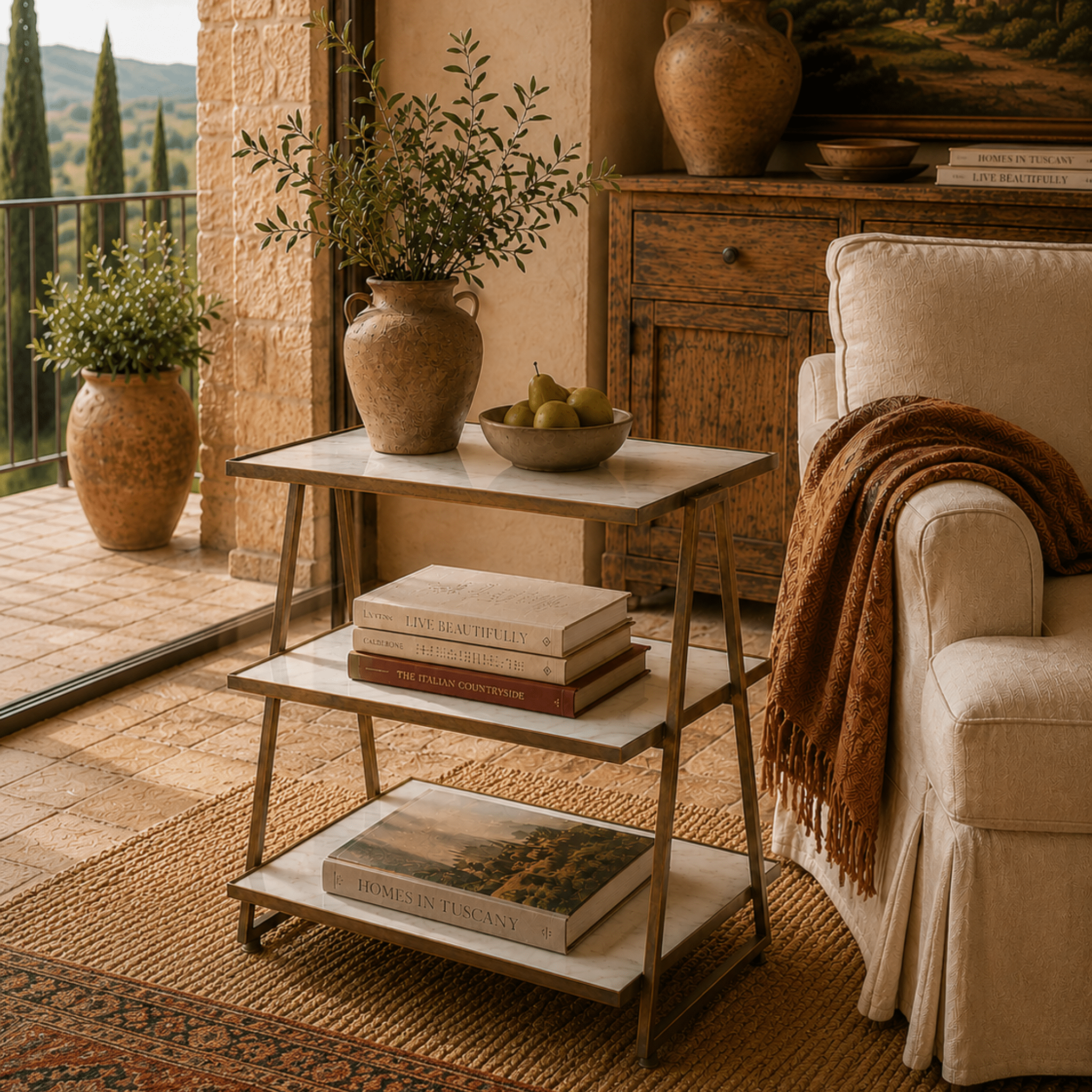 Three Tier Marble Top Table