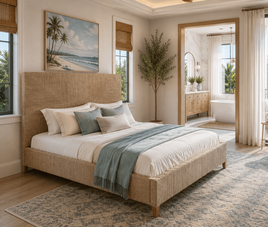 Viseu Woven Rush King Bed - Wisteria