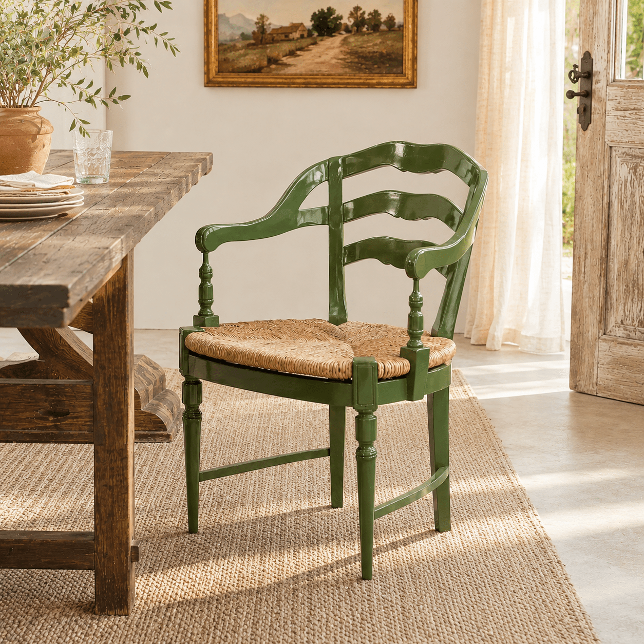 Wickers Rush Seat Armchair - Wisteria