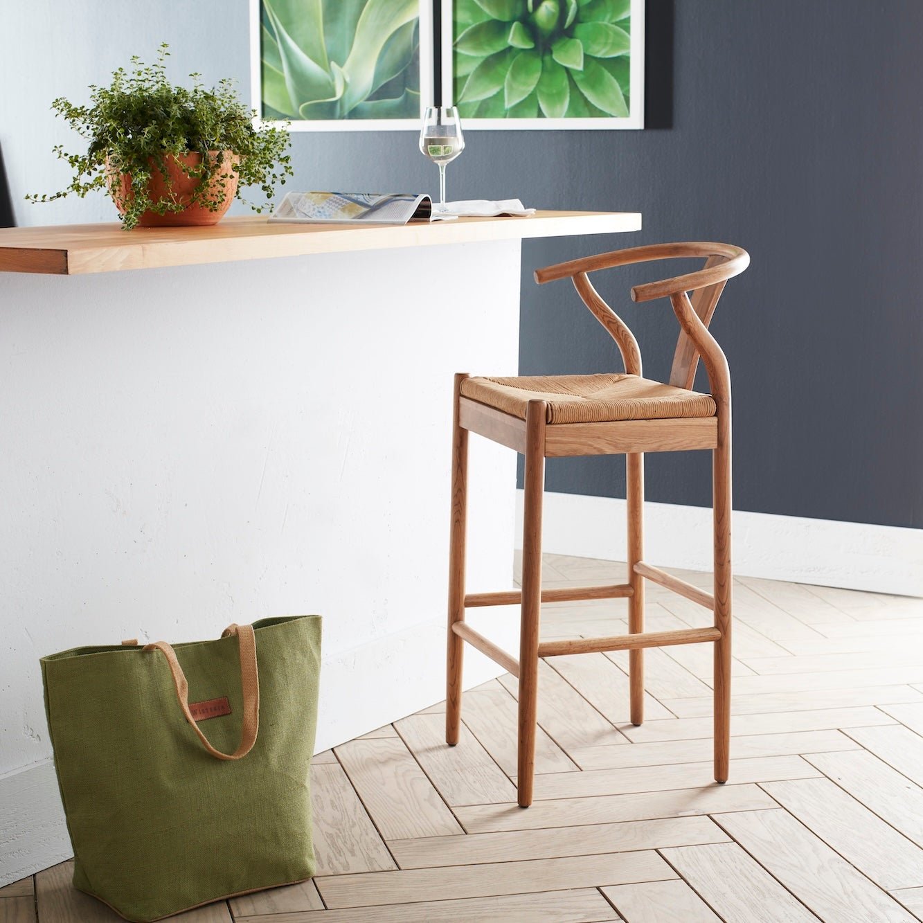 Danish Oak Bar Stool - Natural - Wisteria
