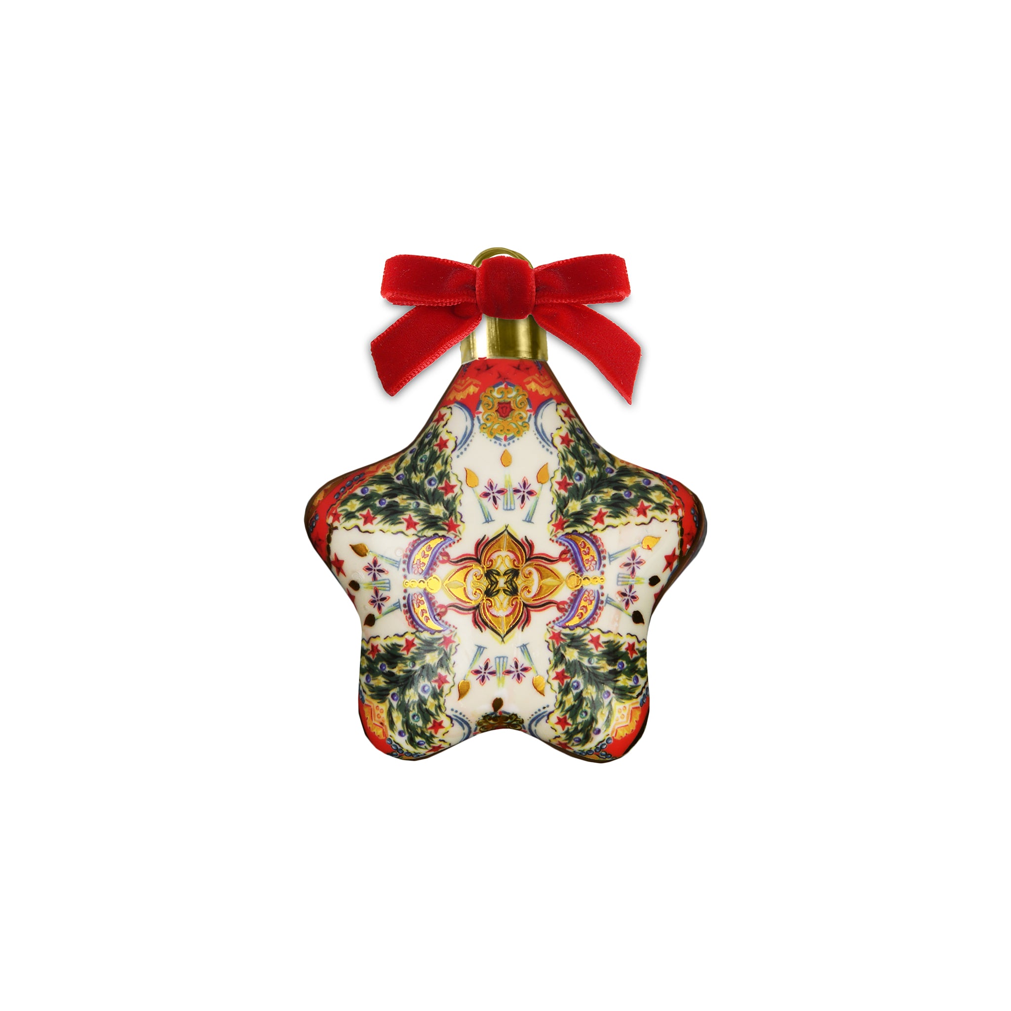 Rounded Kaleidoscope Gold Star Ornament