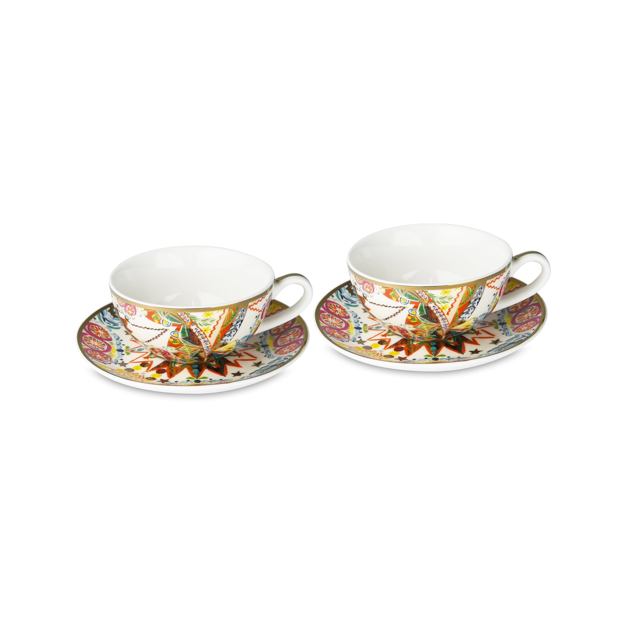 Kaleidoscope Red Teacups - Set of 2
