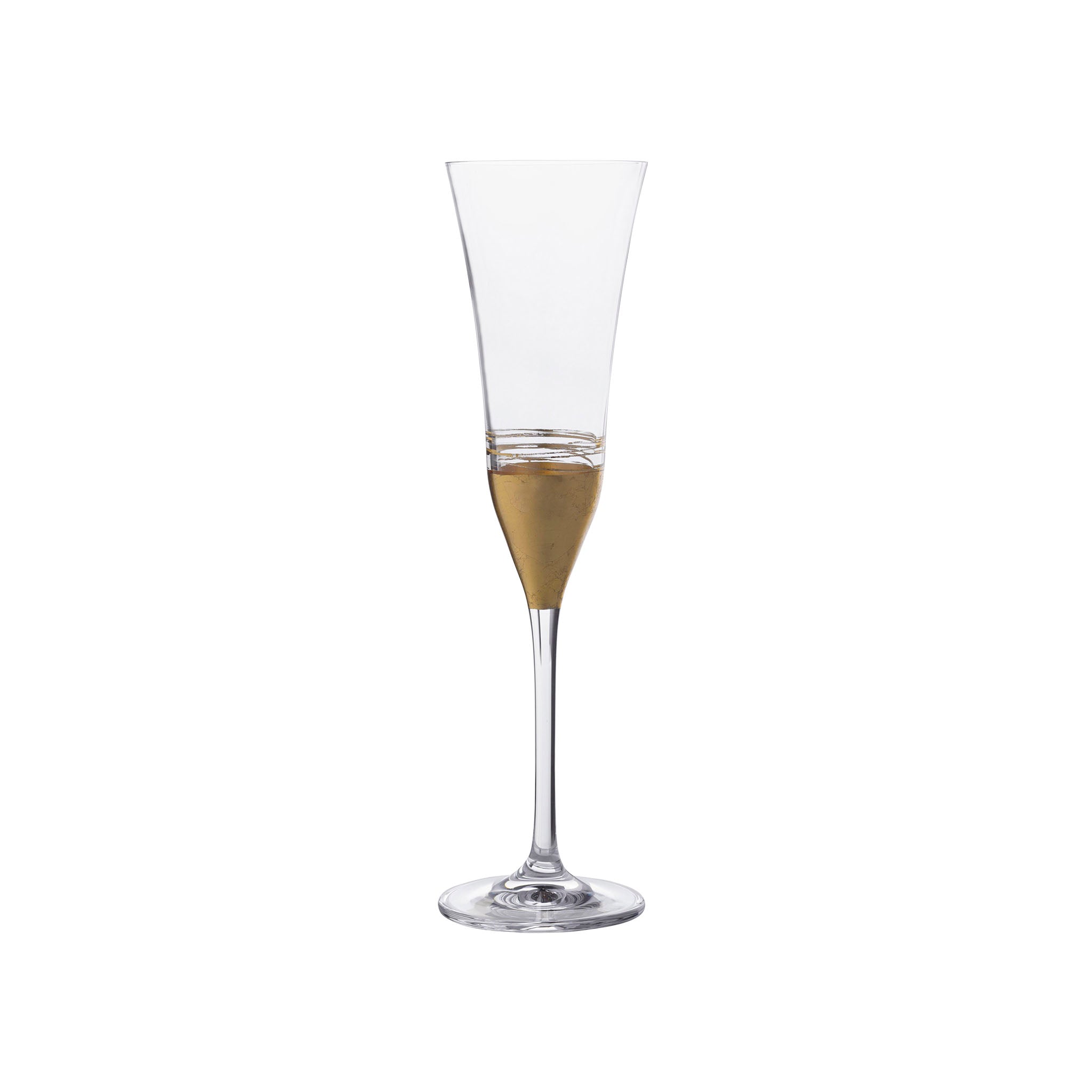 Foglia Gold Champagne Flute, Set of 6