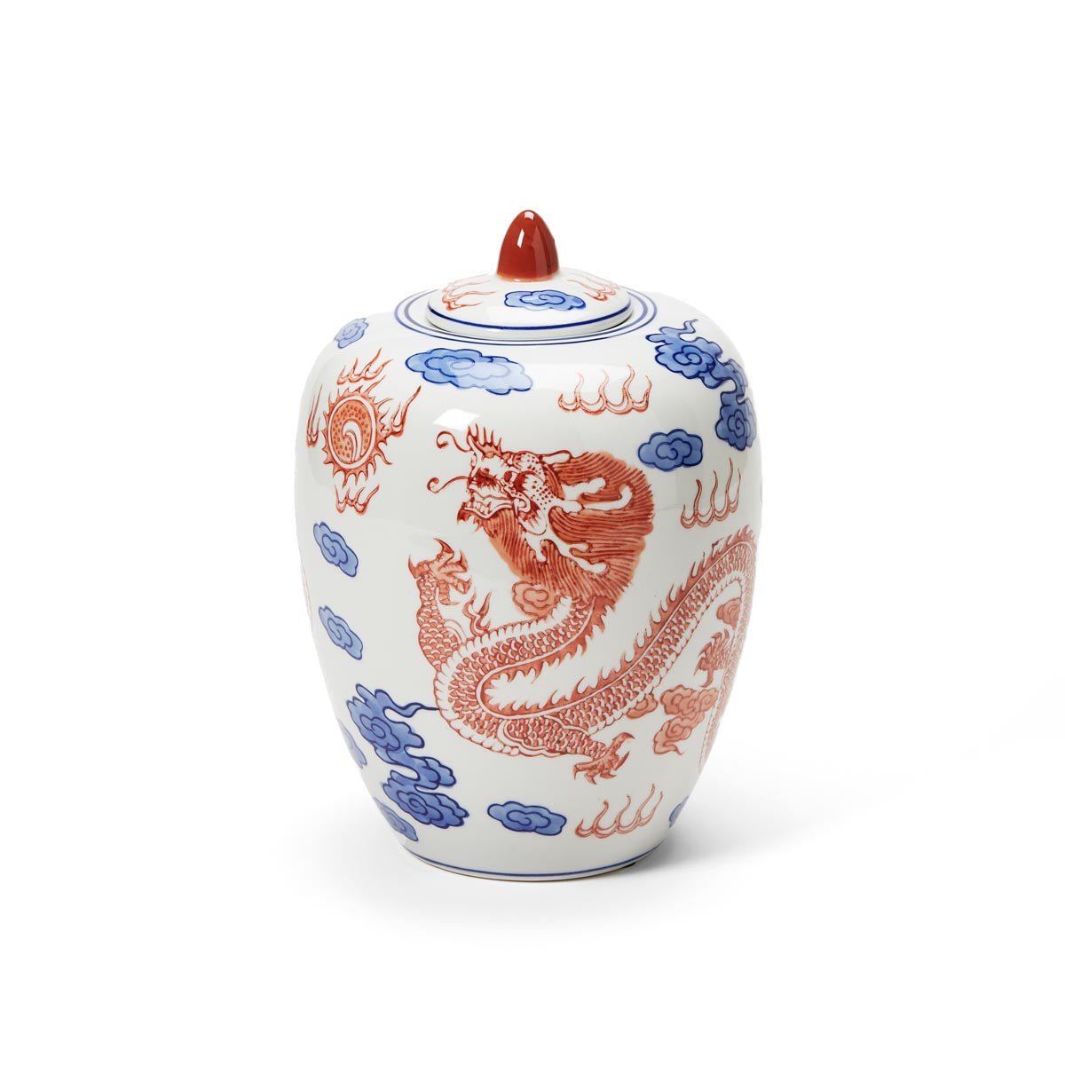 Tianquiping Chinoiserie Red Dragon Jar