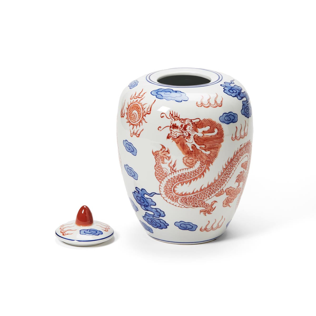 Tianquiping Chinoiserie Red Dragon Jar