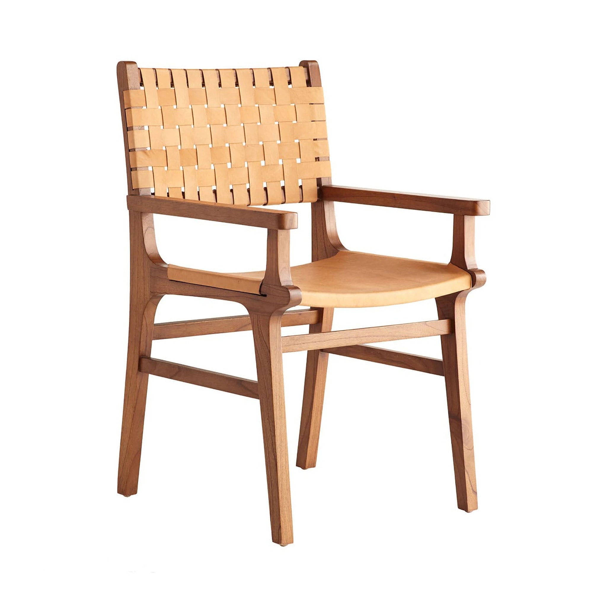 Woven Leather Dining Arm Chair